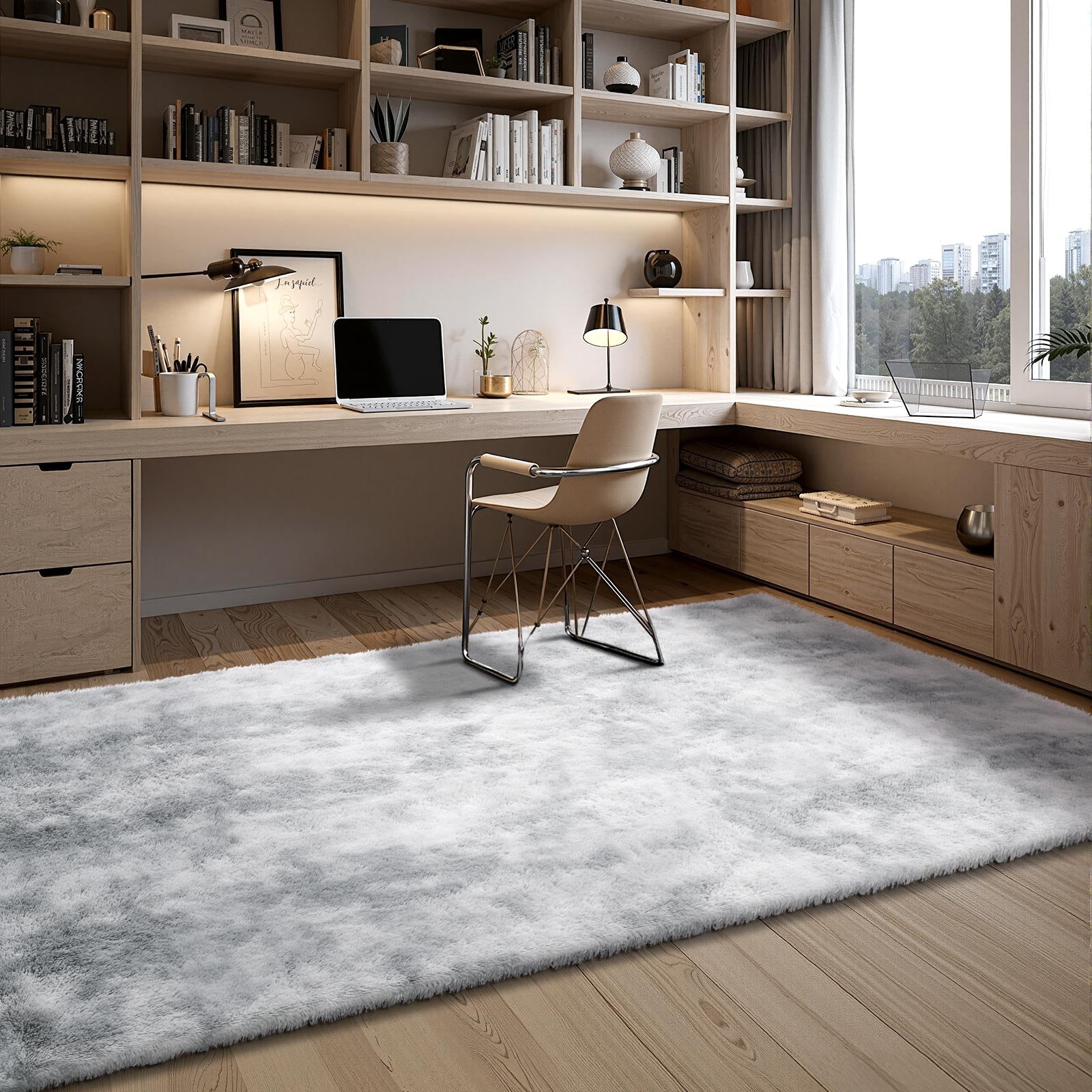Indoor Plush Area Rug 1.83x2.74m Soft Furry Shag Non-Shedding Slip-Resistant