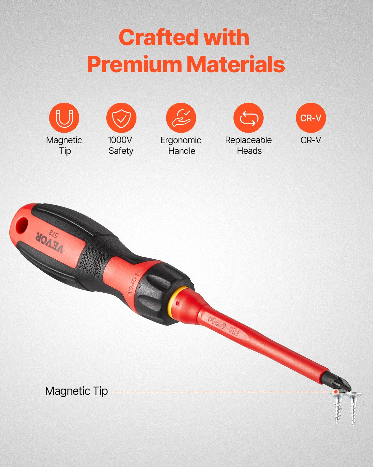 13-Piece Insulated Magnetic Screwdriver Set Tool Kit Phillips Slotted Torx Tips