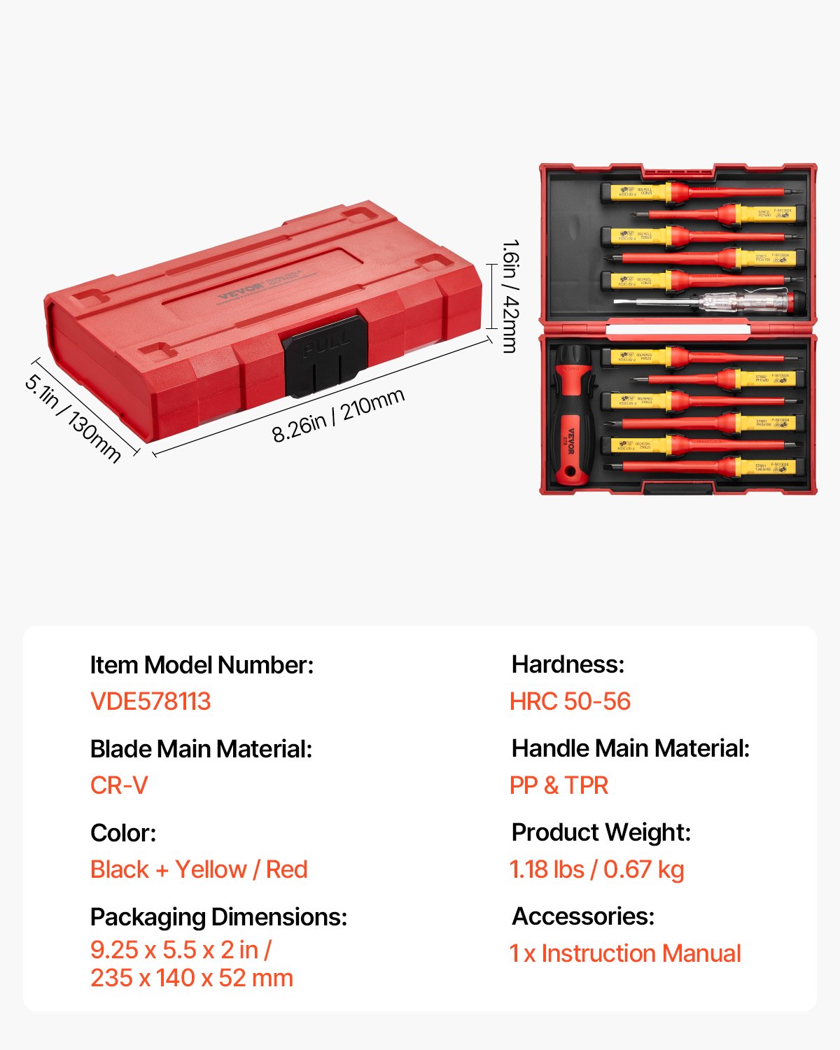 13-Piece Insulated Magnetic Screwdriver Set Tool Kit Phillips Slotted Torx Tips