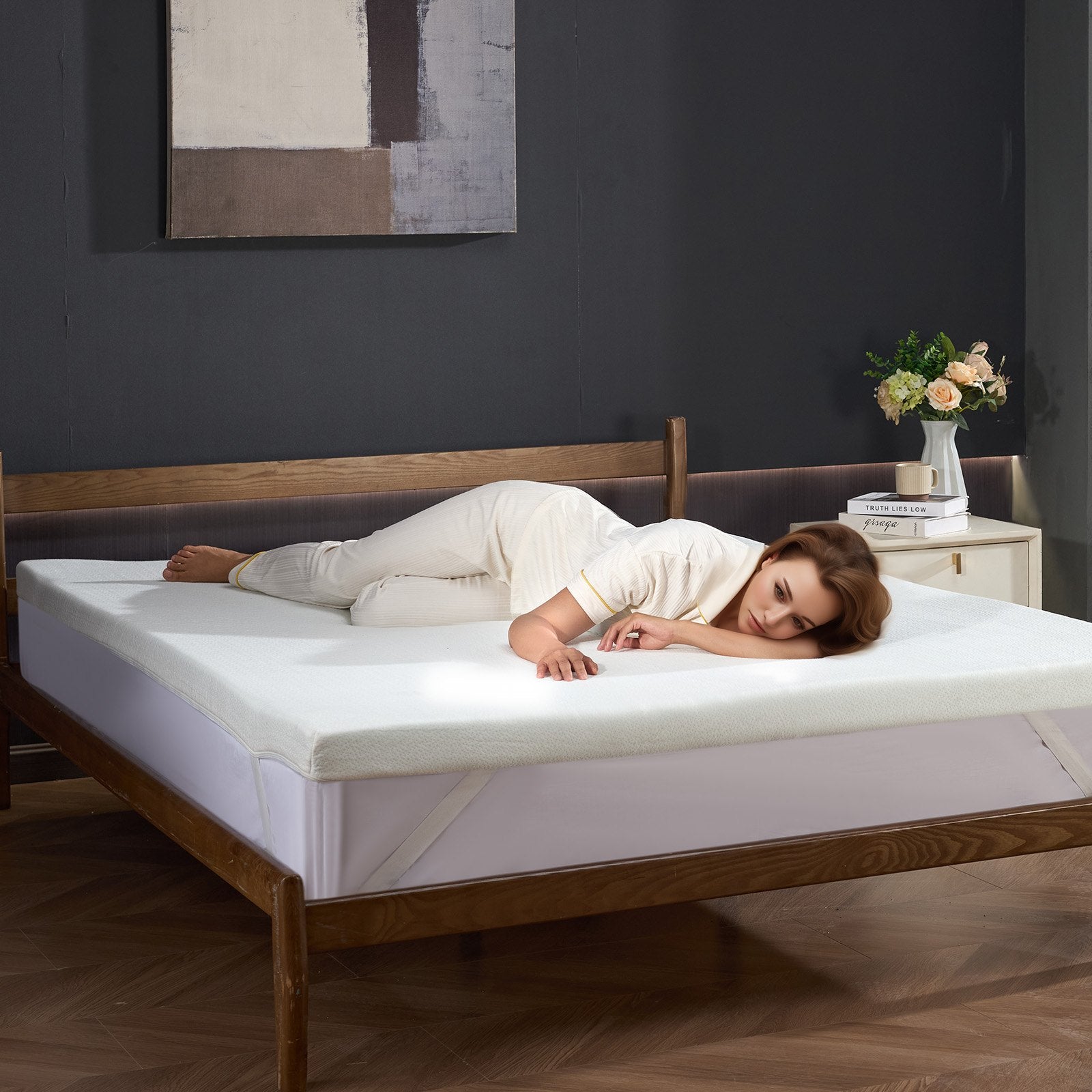 Mattress Topper Queen Size 76.2mm Memory Foam Cooling Gel Detachable Washable