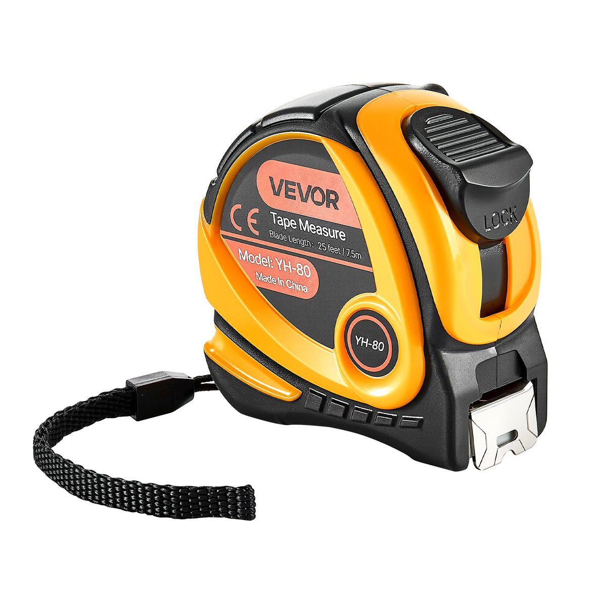 7.62m Retractable Tape Measure w/ Dual Scale & One-Touch Lock ABS Case