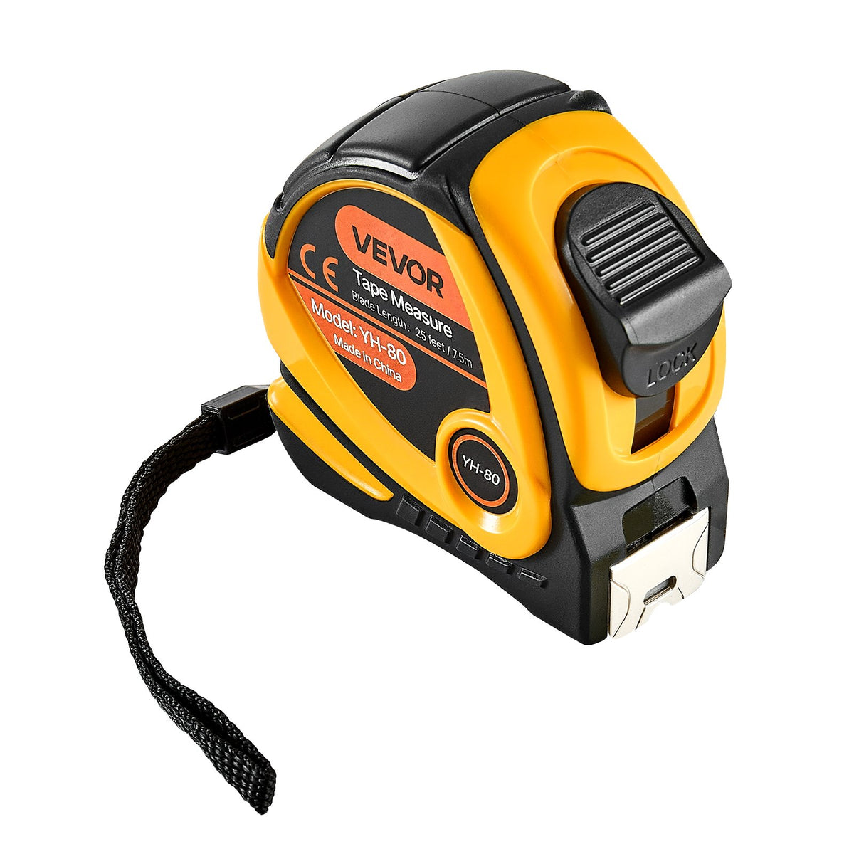 7.62m Retractable Tape Measure w/ Dual Scale & One-Touch Lock ABS Case