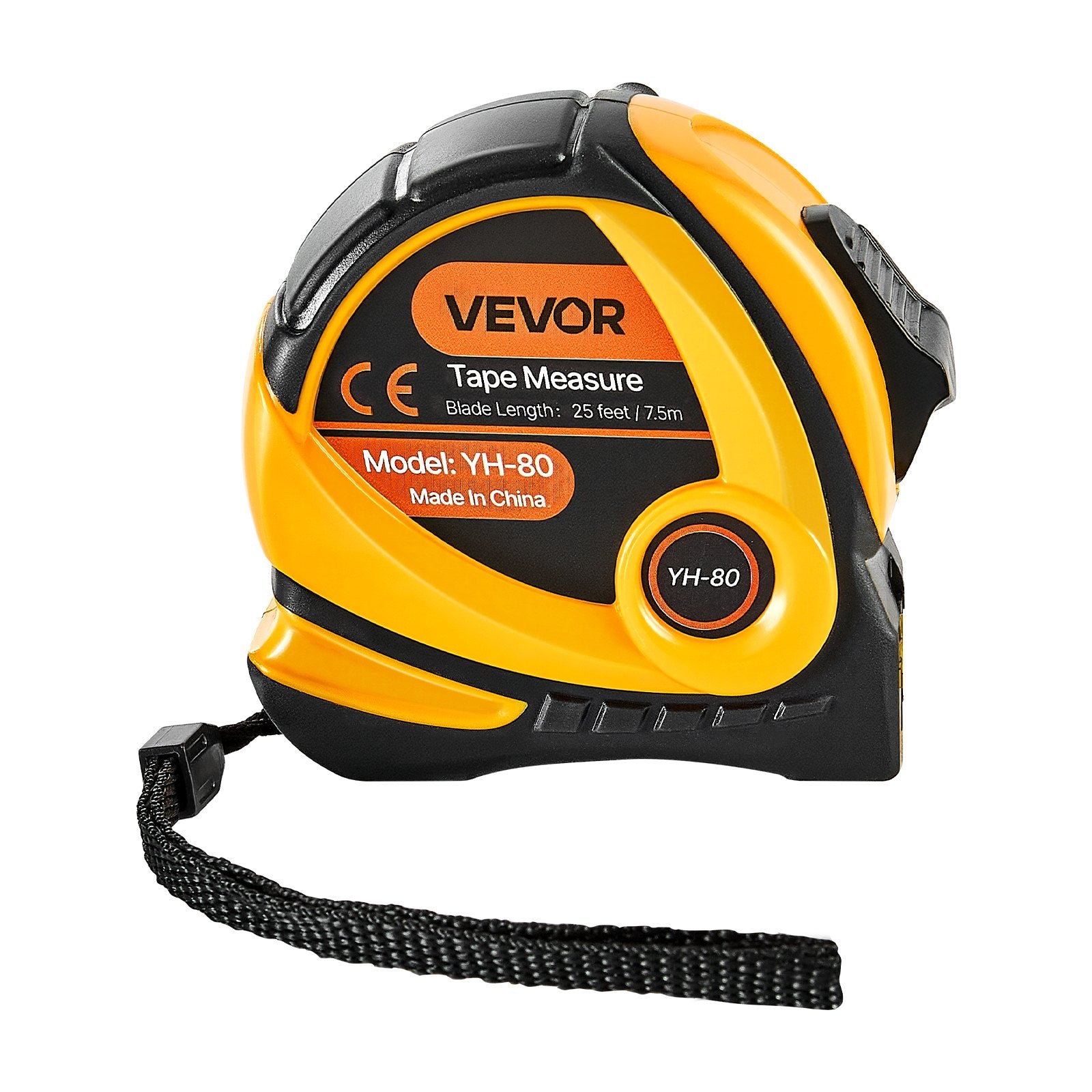 7.62m Retractable Tape Measure w/ Dual Scale & One-Touch Lock ABS Case