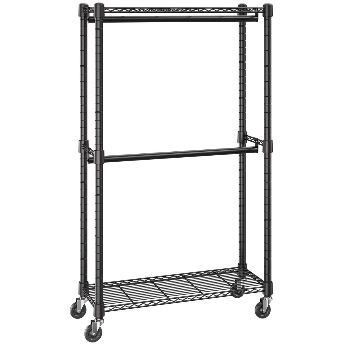 Clothes Rack Heavy Duty Double Hanging Rods Storage Rolling 136kg