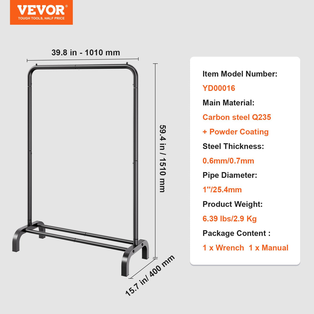 Clothes Rack Heavy Duty Garment with Hanging Rod and Bottom Storage for Bedroom