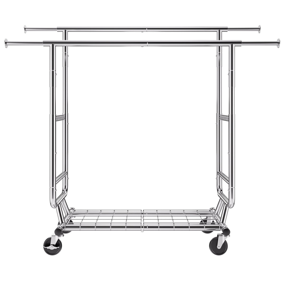 Clothes Rack Heavy Duty Double Hanging Rod Adjustable Bottom Storage 272kg