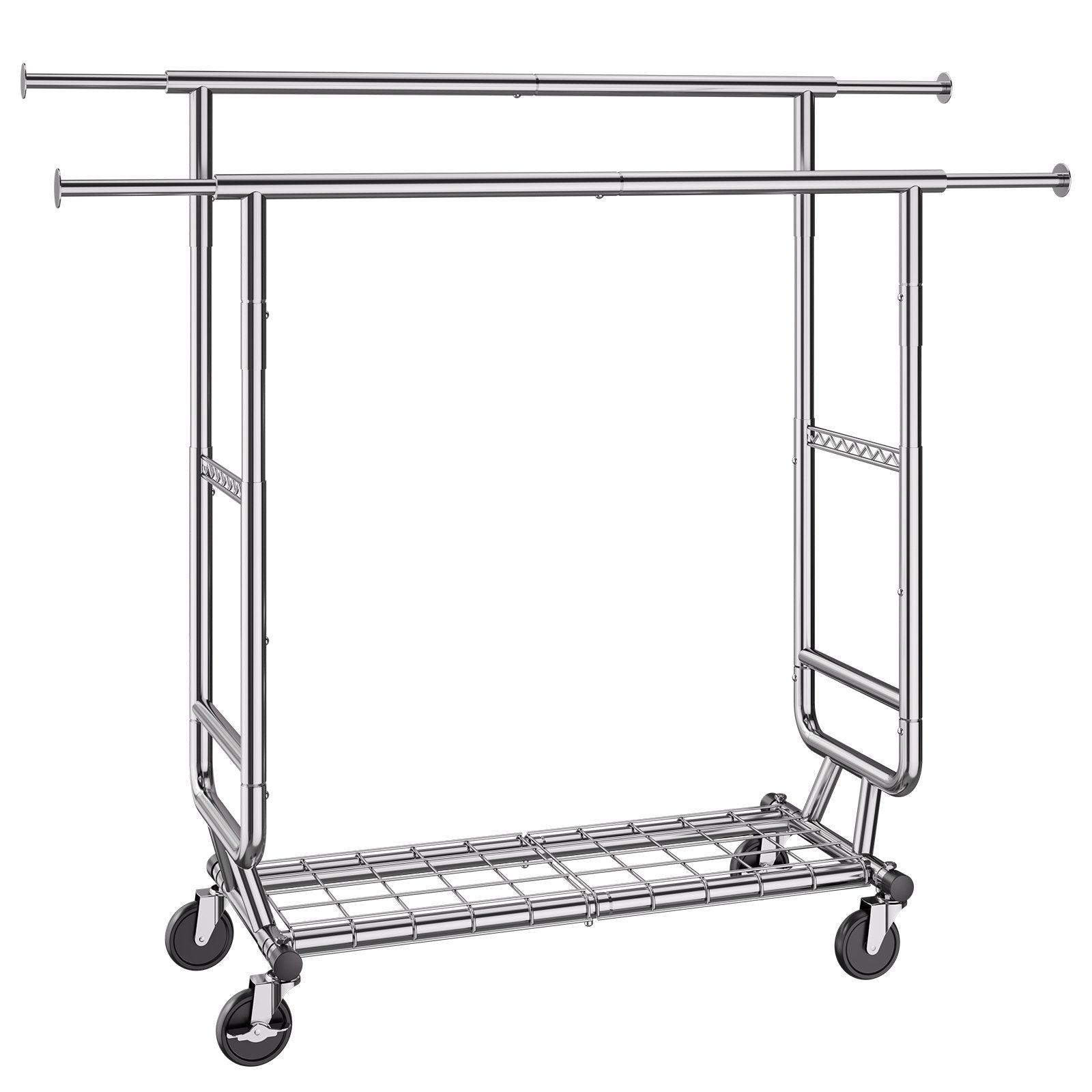 Clothes Rack Heavy Duty Double Hanging Rod Adjustable Bottom Storage 272kg