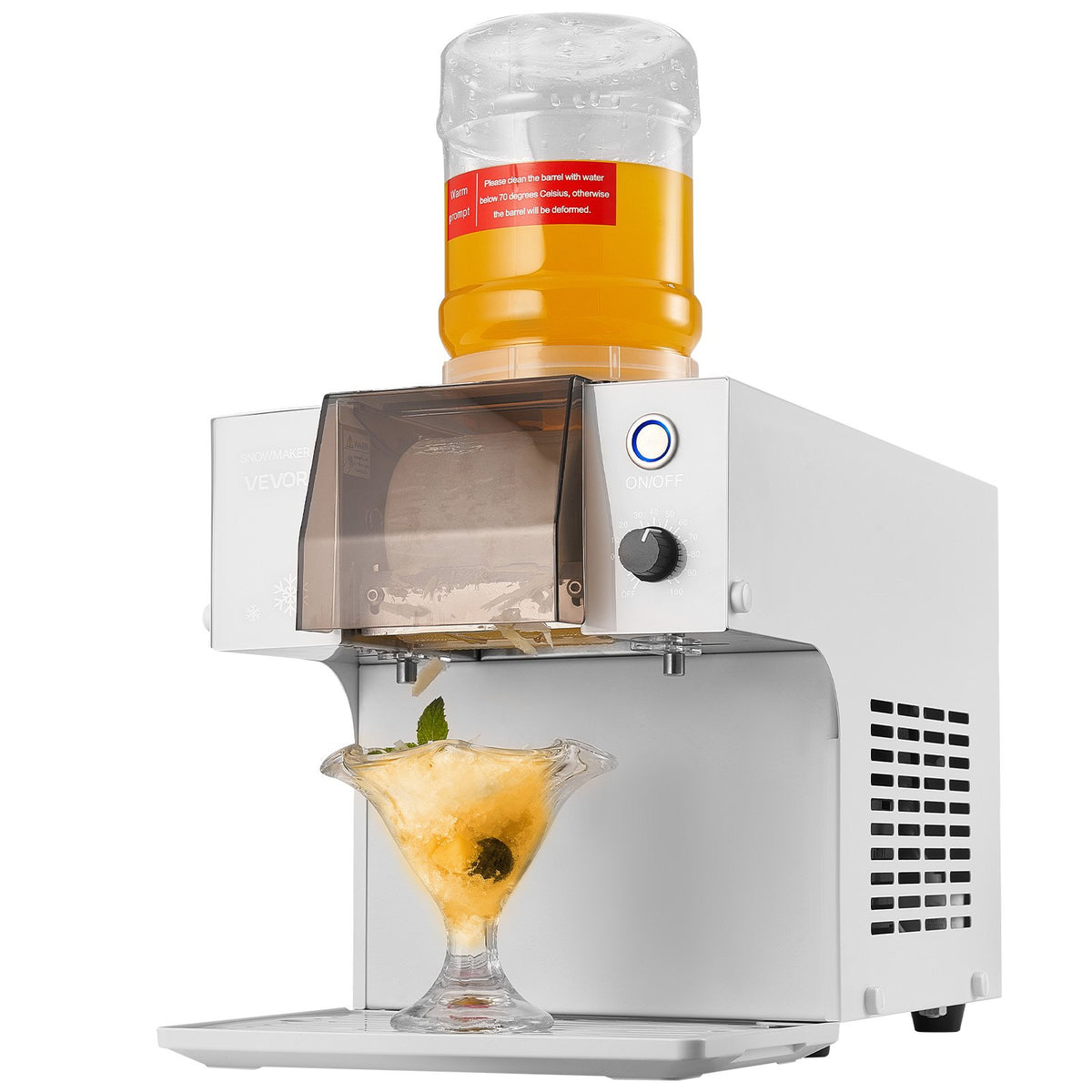 Snowflake Ice Machine 80KG/24H Stainless Blade 1.8L Tank 90S Fast Pre-Cooling