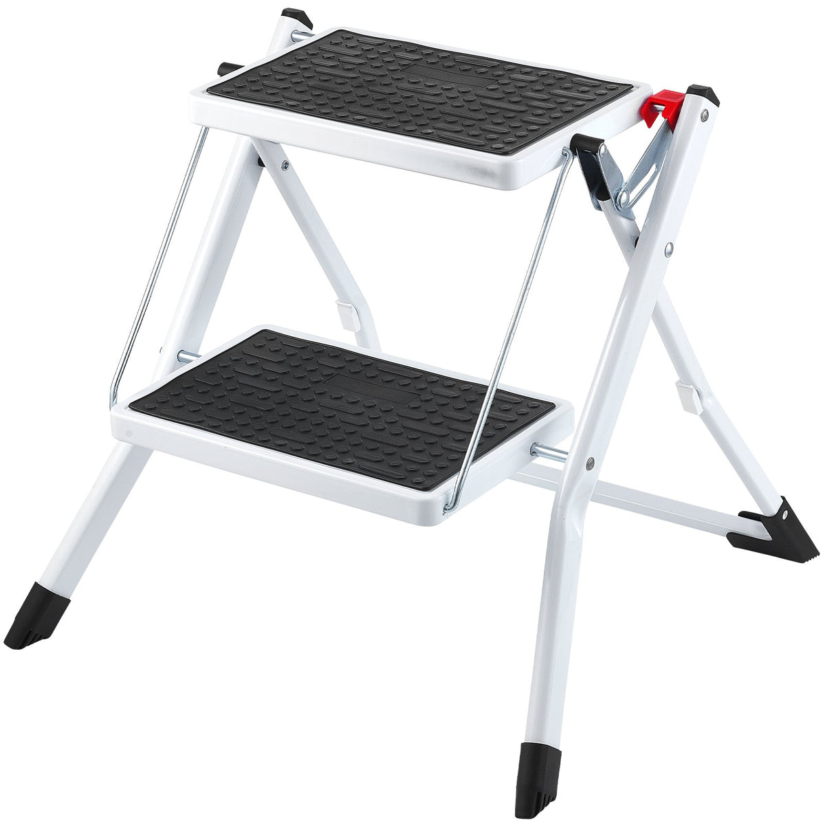 Step Ladder 2-Step 150kg Folding Steel Step Stool Wide Anti-Slip Pedal Sturdy