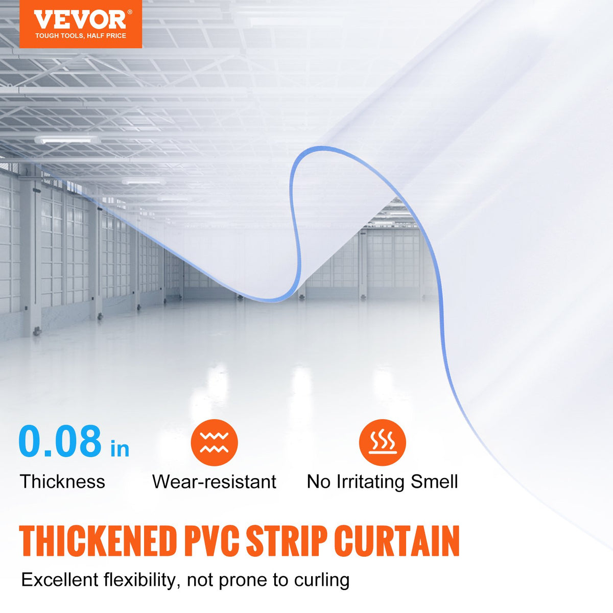 Strip Curtain 2500x20cm 2mm Thick Clear PVC Smooth Door Strip Bulk Roll