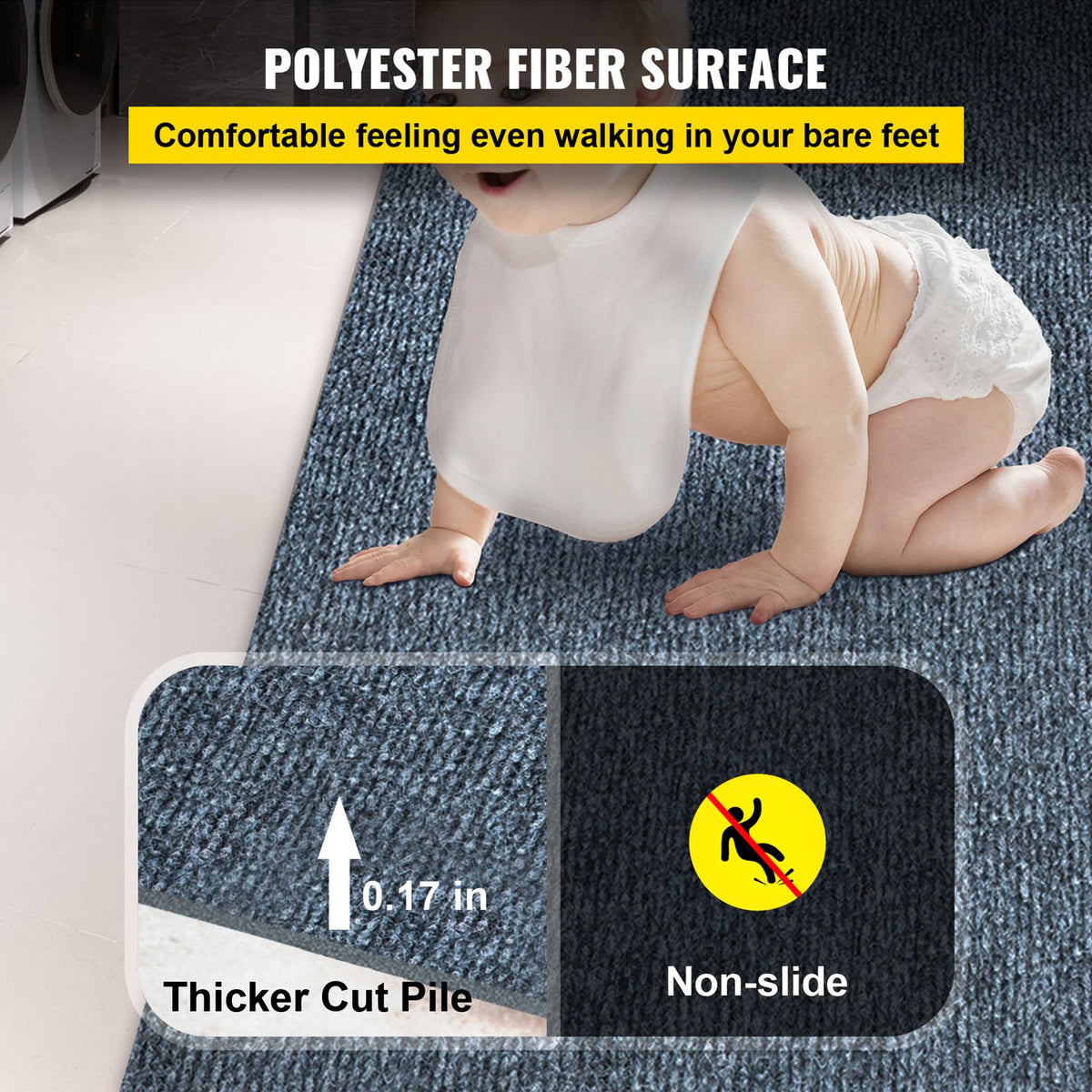 Gray Marine Carpet 6x23ft Boat Indoor Outdoor Anti-Slide Waterproof Easy Clean