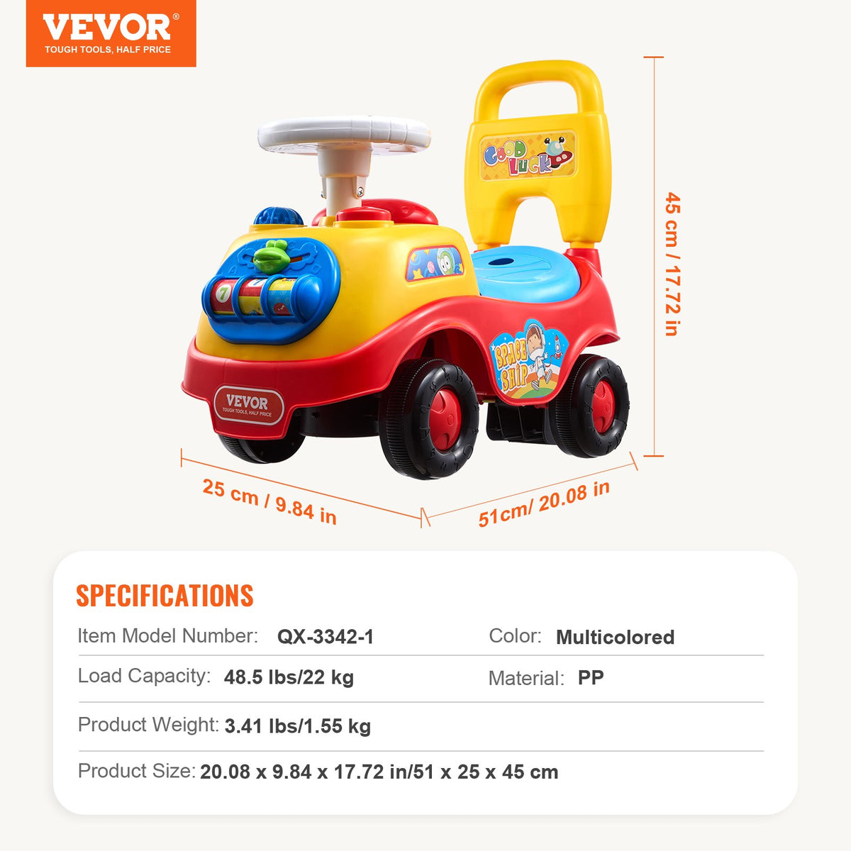 Ride On Push Car for Toddlers 1-3 Sit to Stand with Music Steering Wheel Storage