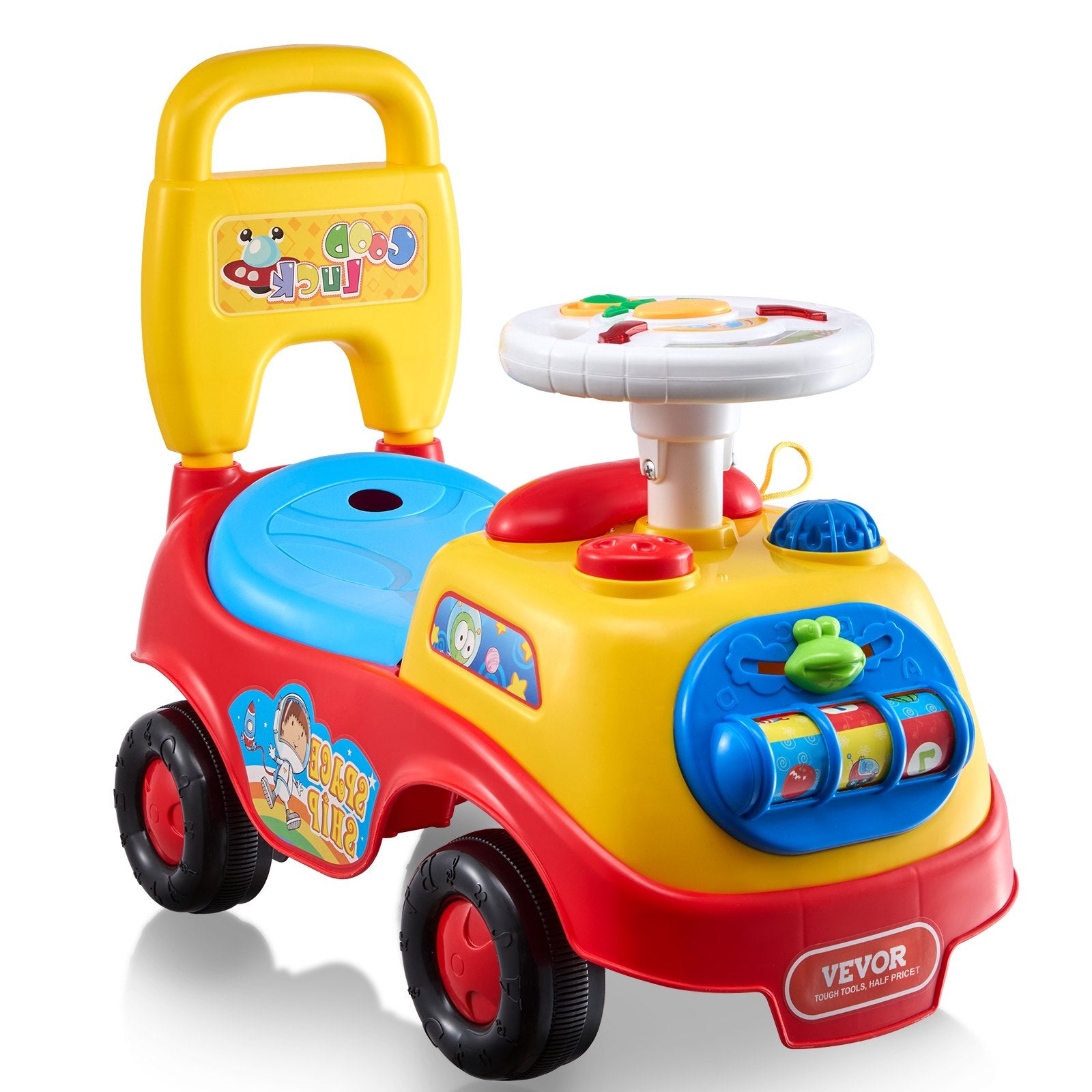 Ride On Push Car for Toddlers 1-3 Sit to Stand with Music Steering Wheel Storage