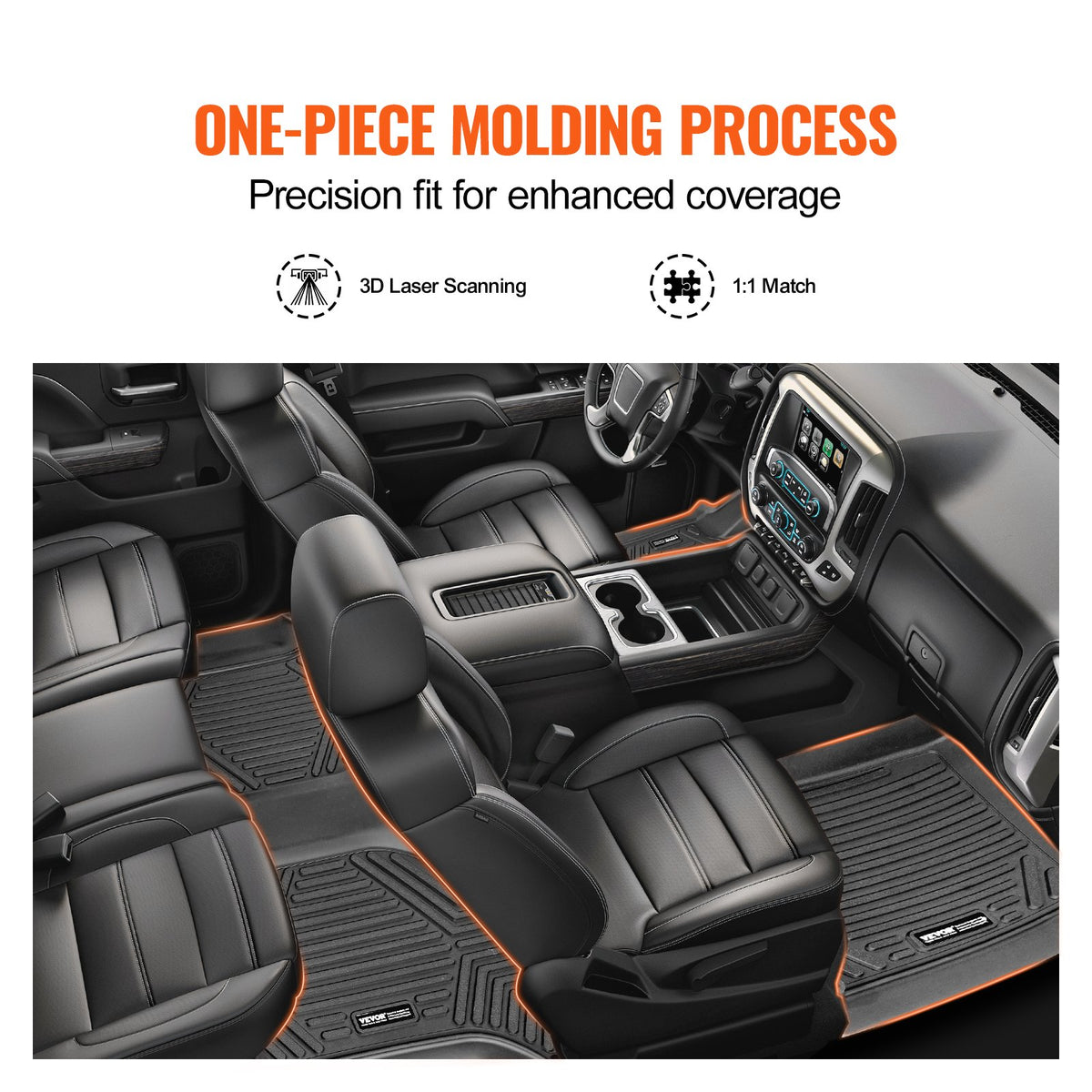 Automotive Floor Mats Silverado GMC Sierra 1500-3500HD 2019-2024 3-Piece TPE