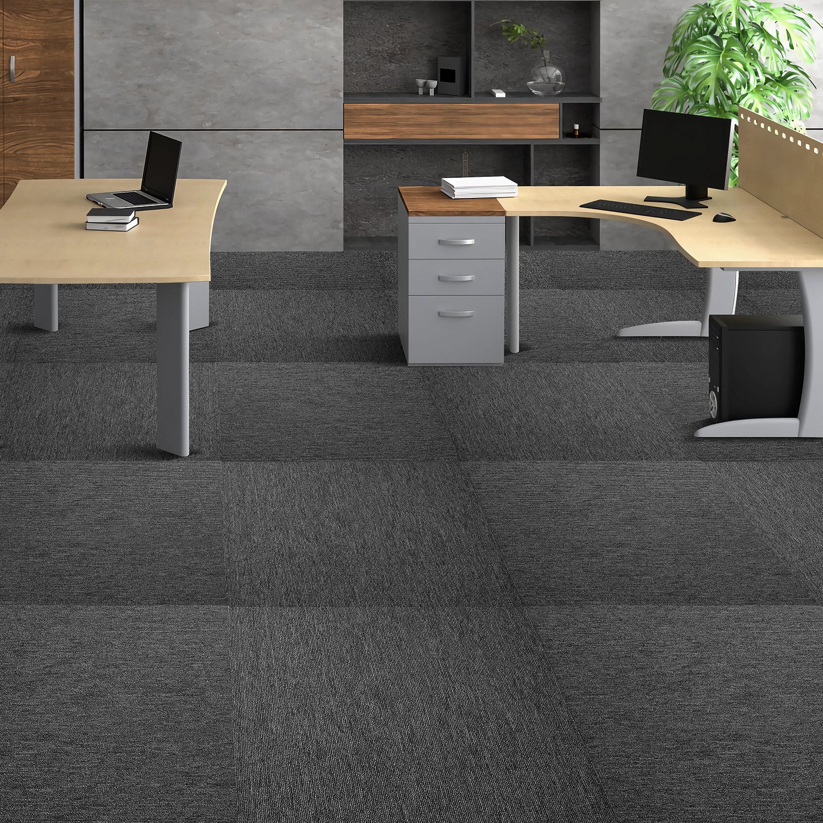 Carpet Tiles Reusable 20x20" Padded Squares 20 Tiles Dark Gray Indoor Outdoor
