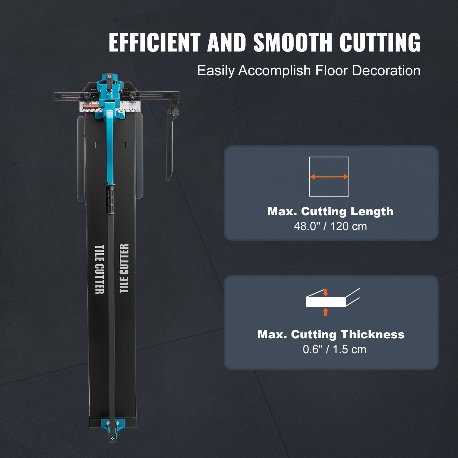 Tile Cutter Manual 1200mm Porcelain Ceramic with Tungsten Wheel Infrared Guide