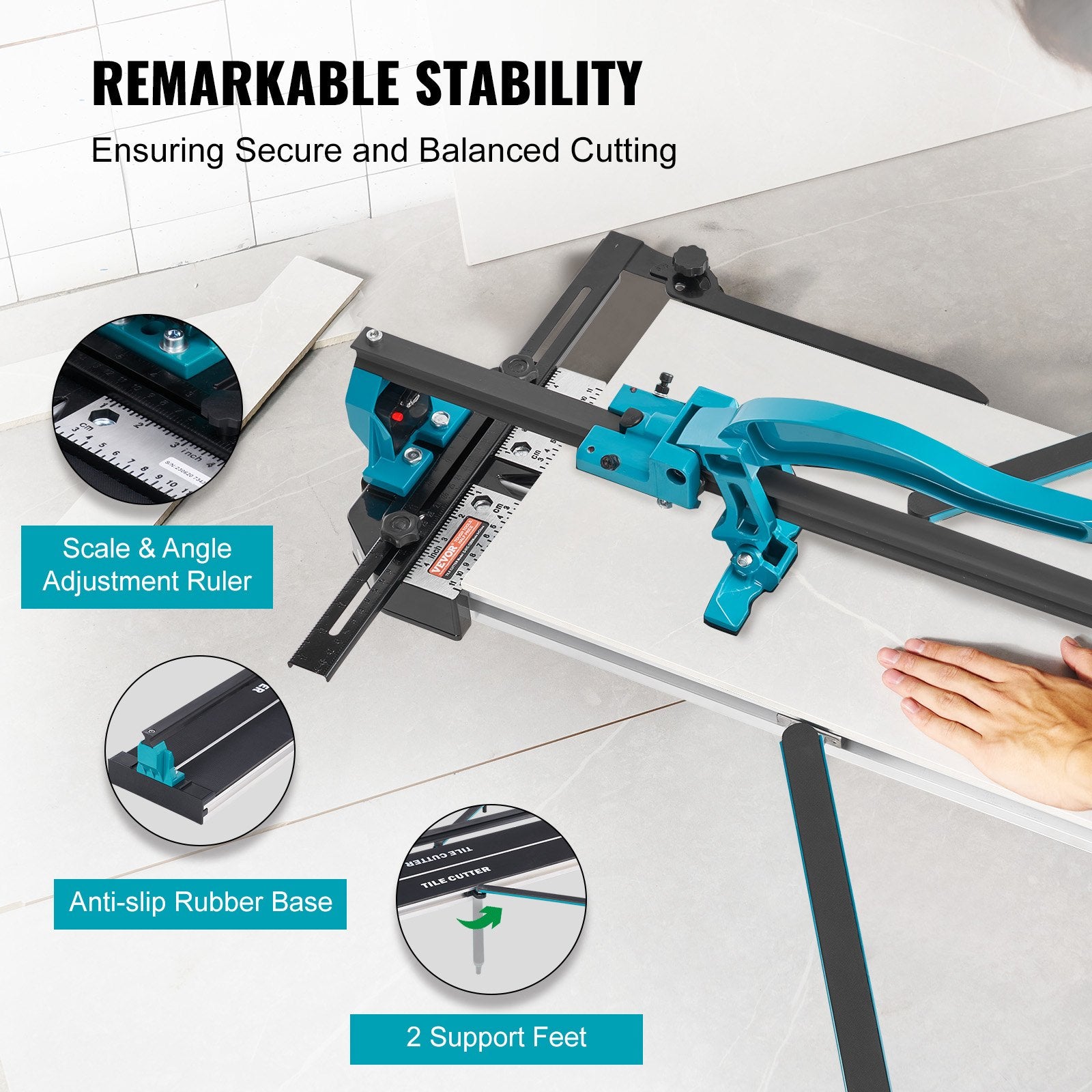 Tile Cutter Manual 1200mm Porcelain Ceramic with Tungsten Wheel Infrared Guide