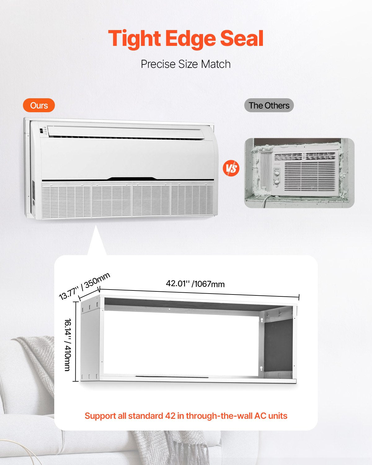 42" Wall Sleeve for Air Conditioners, Compatible with Most Through-Wall ACs