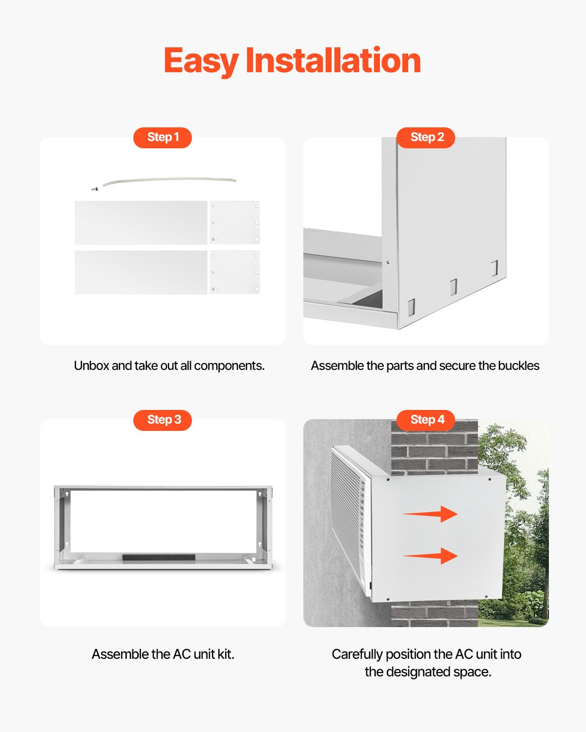 42" Wall Sleeve for Air Conditioners, Compatible with Most Through-Wall ACs