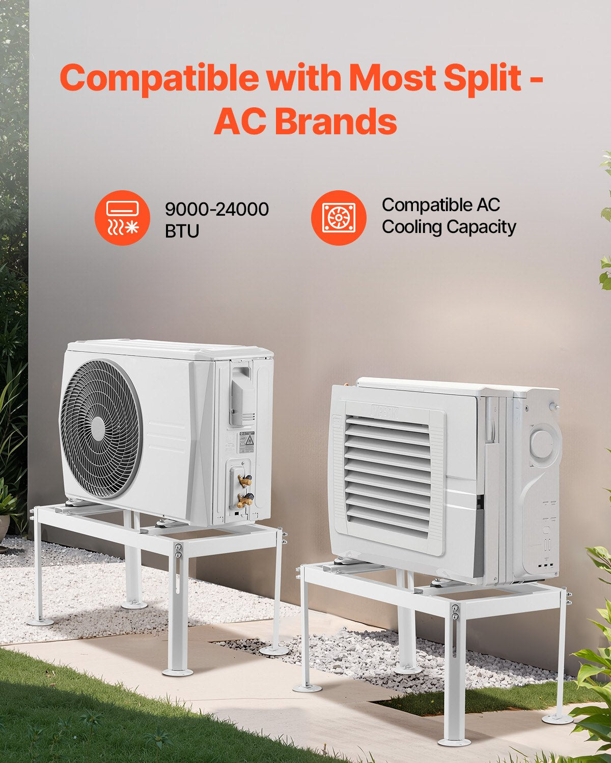 Mini Split Ground Stand Adjustable 9000-24000BTU AC Anti-Vibration 200kg Load