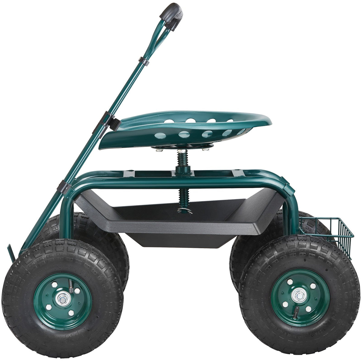 Garden Cart Rolling Workseat 360° Swivel Wagon Steering Handle Green