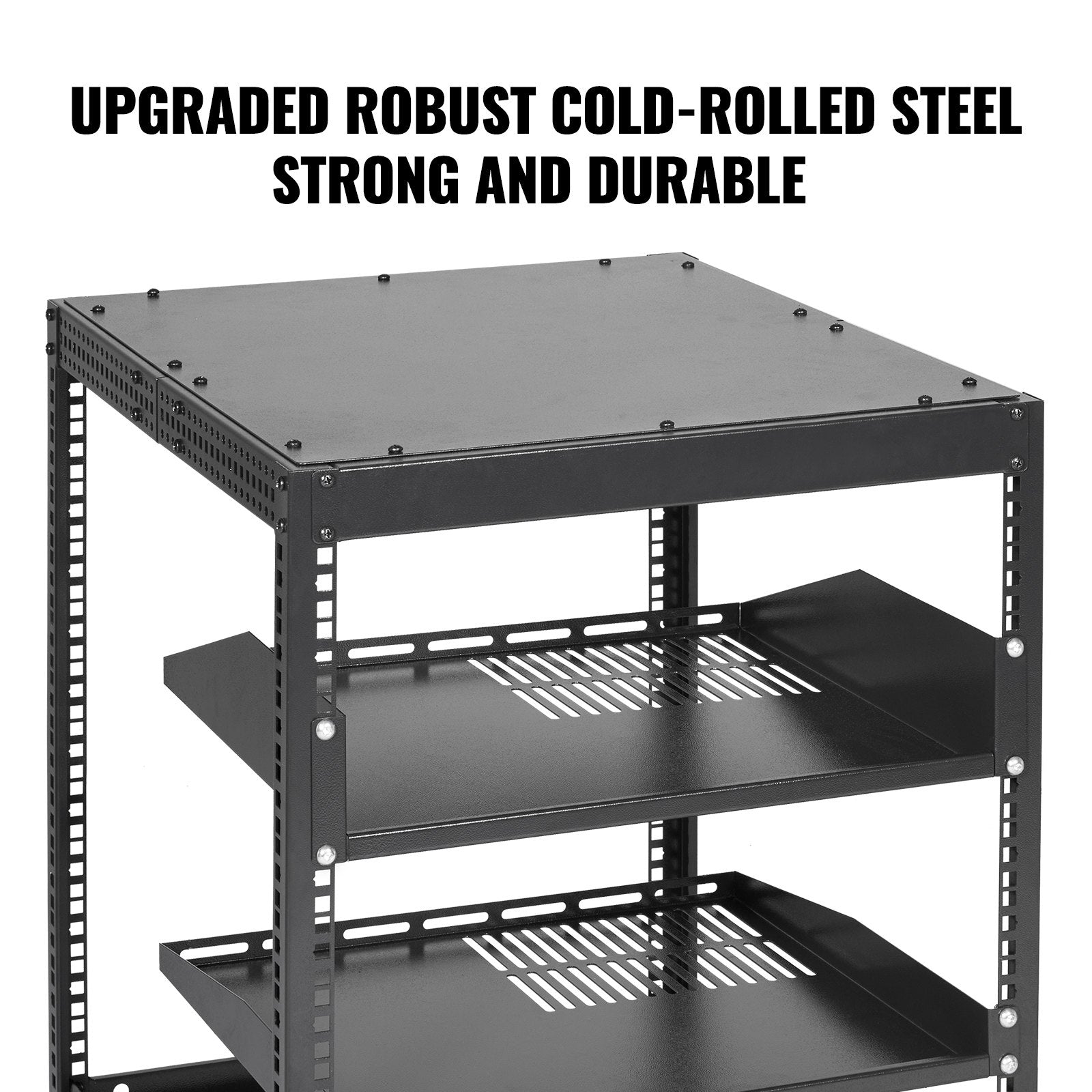 Server Rack 12U Open Frame 23-40in Adjustable Depth 4-Post Casters Standing