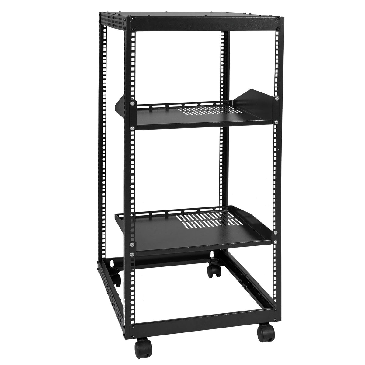 Server Rack 20U Open Frame 23-40in Adjustable Depth 4-Post Casters Standing