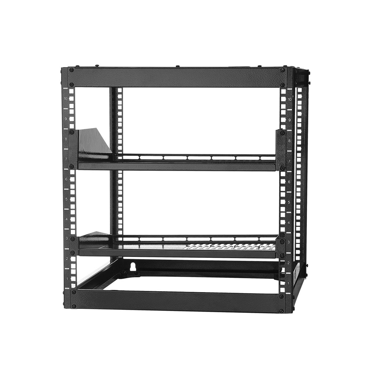 10U Open Frame Network Rack 585mm Wall Mount Floor Stand 4 Post Vented Shelves
