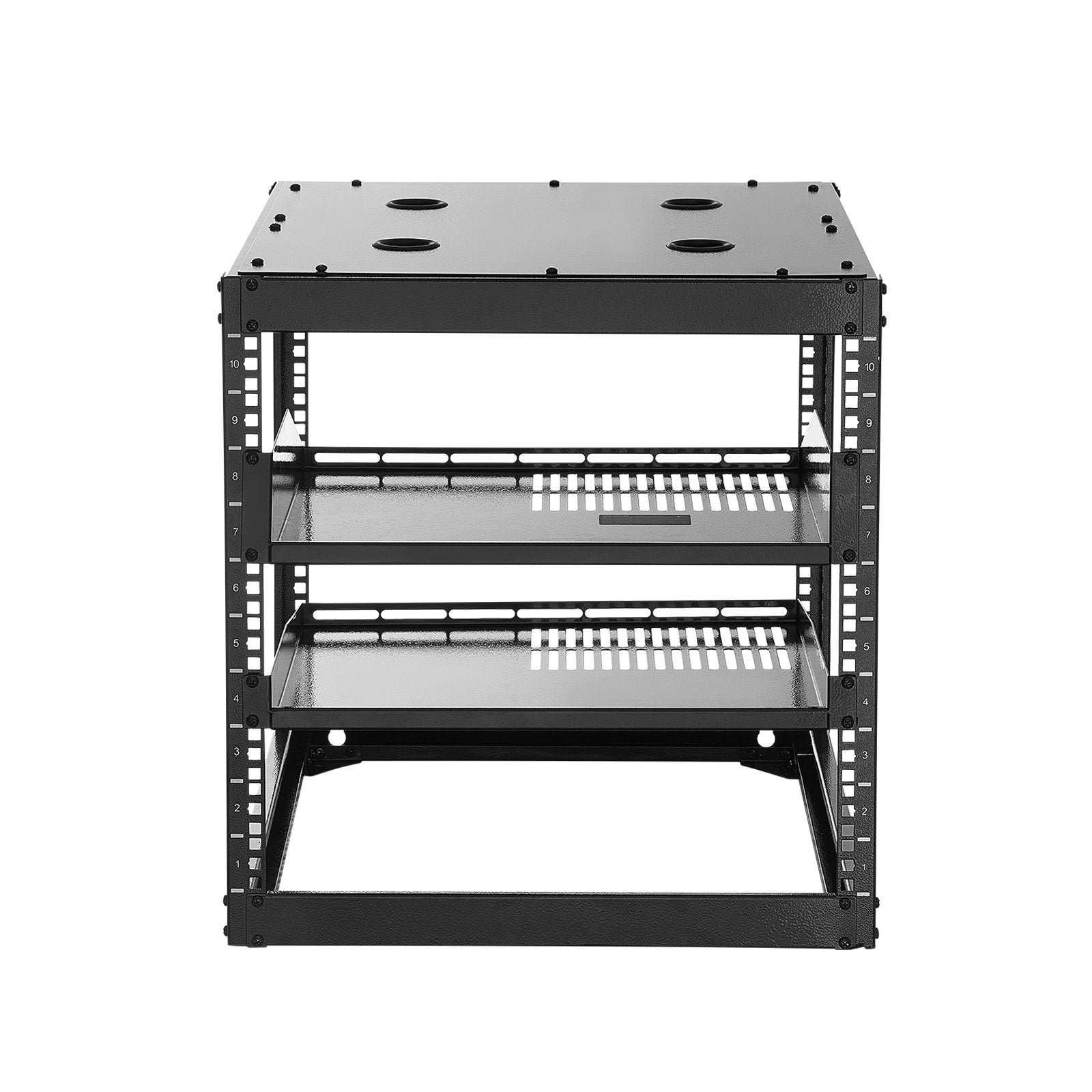10U Open Frame Network Rack 585mm Wall Mount Floor Stand 4 Post Vented Shelves