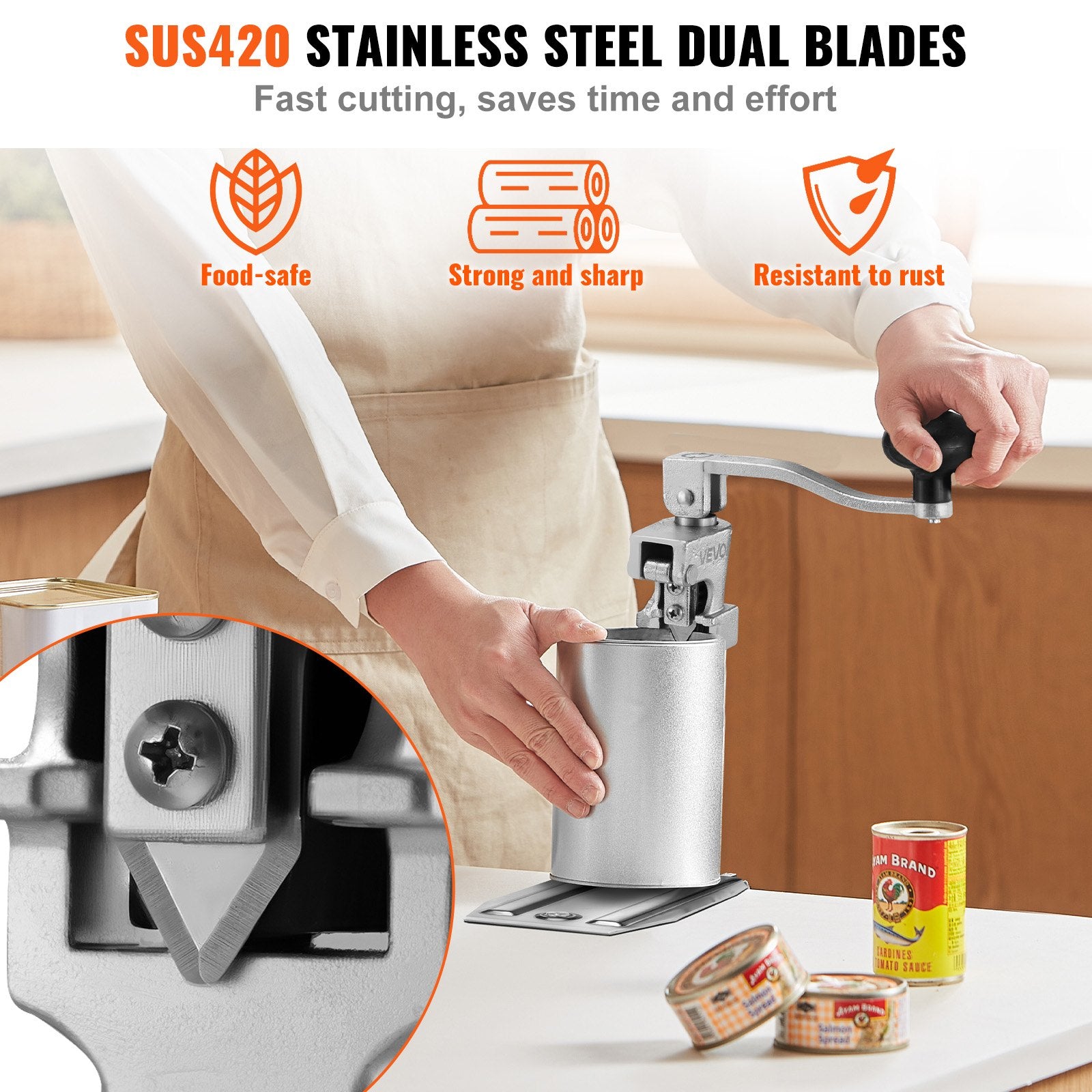 Commercial Can Opener, Heavy-Duty Manual Tabletop, Adjustable for 300mm Cans
