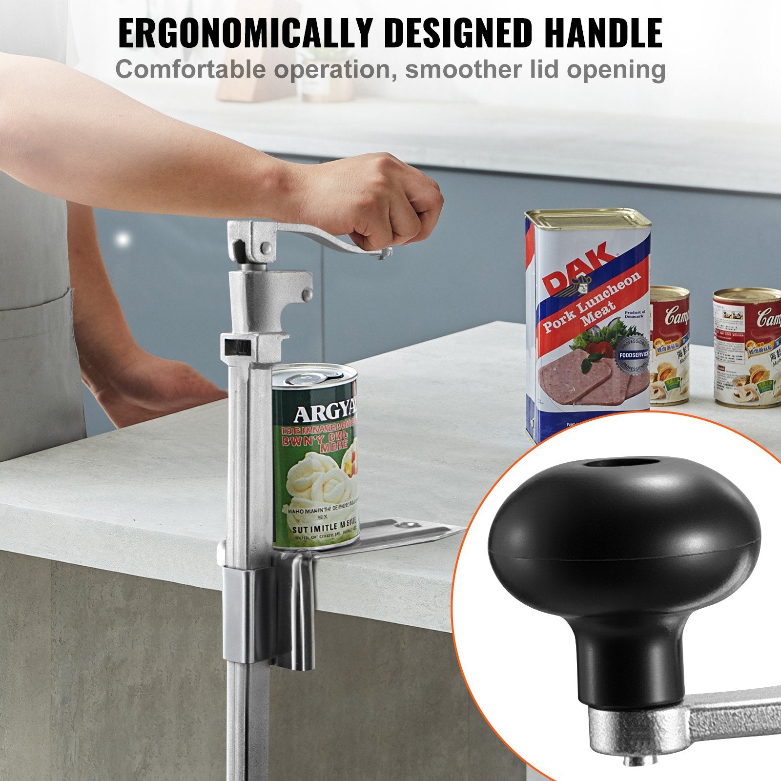 Commercial Can Opener, Heavy-Duty Manual Tabletop, Adjustable for 300mm Cans