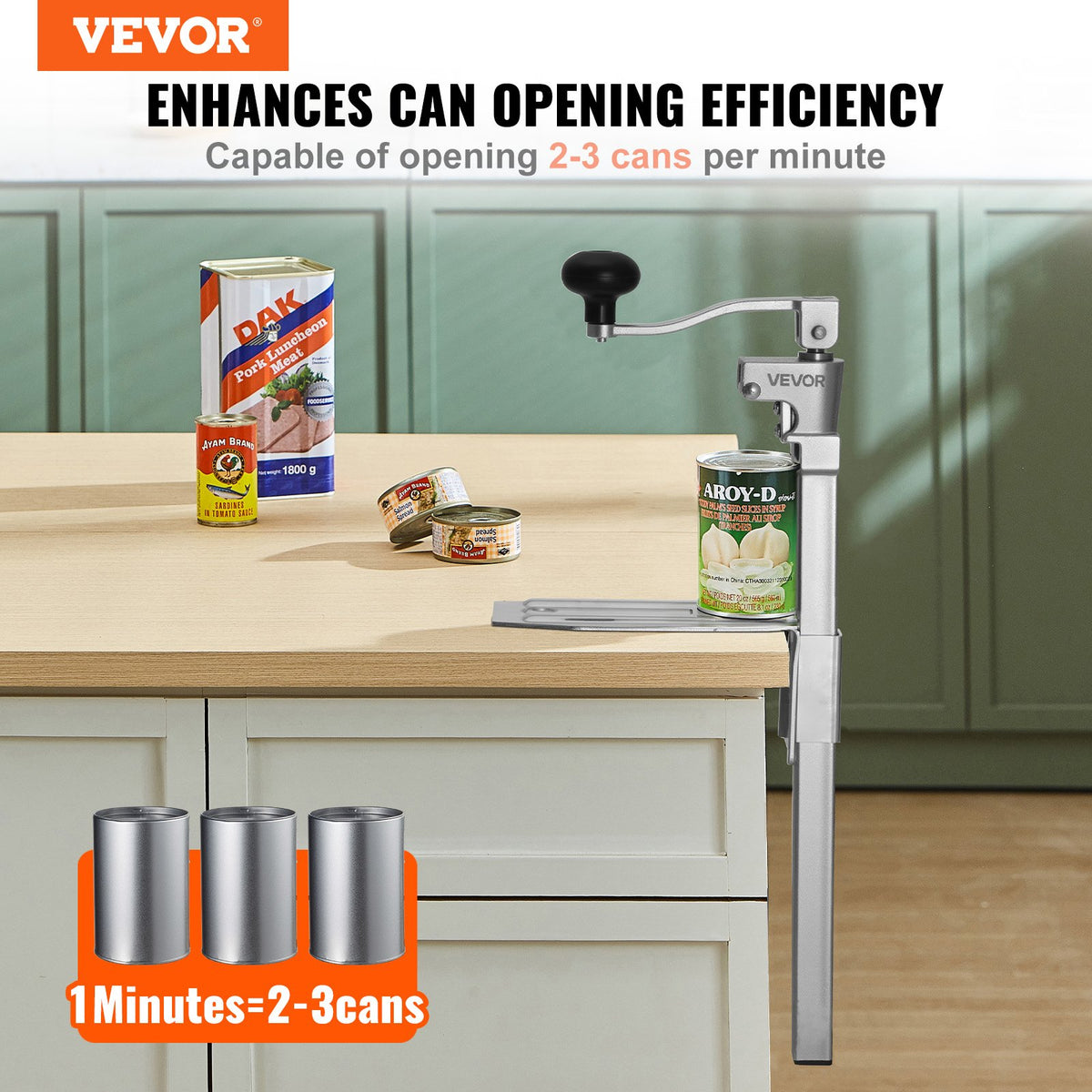 Commercial Can Opener Heavy-Duty Manual Tabletop Adjustable 300mm Stainless