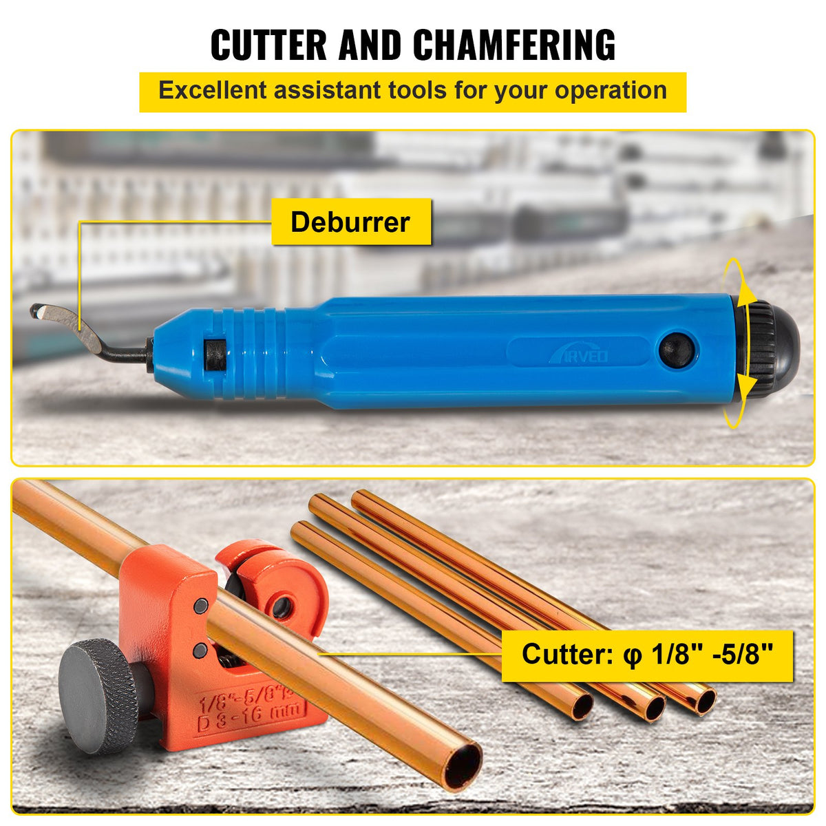 Flaring Tool Hydraulic 45 Degree Double Cutter Deburrer 32PCS 4.8-12.7mm