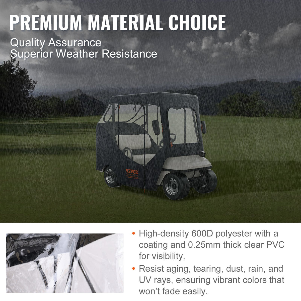 2-Seater Golf Cart Enclosure, Sunproof Dustproof Club Car Cover
