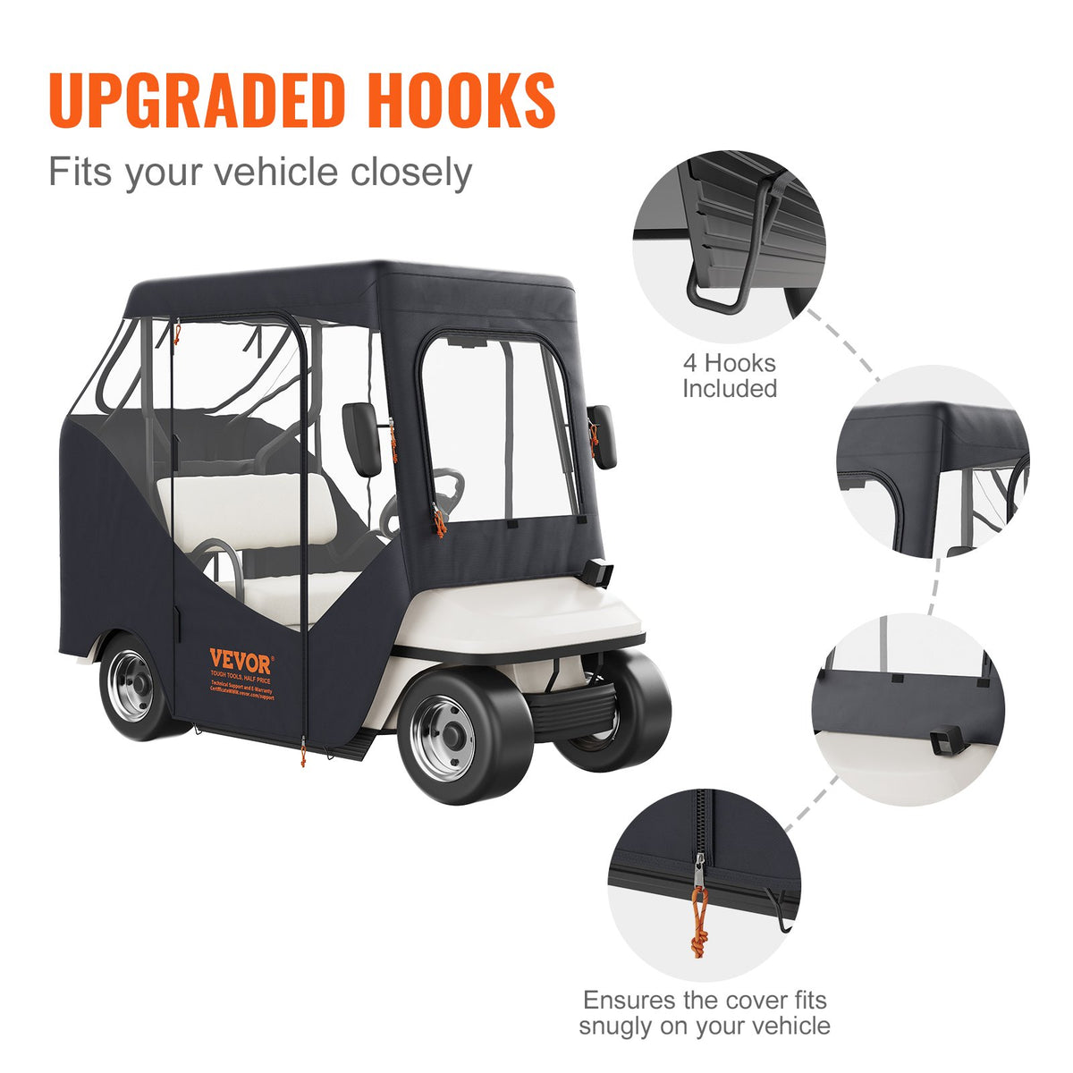 2-Seater Golf Cart Enclosure, Sunproof Dustproof Club Car Cover