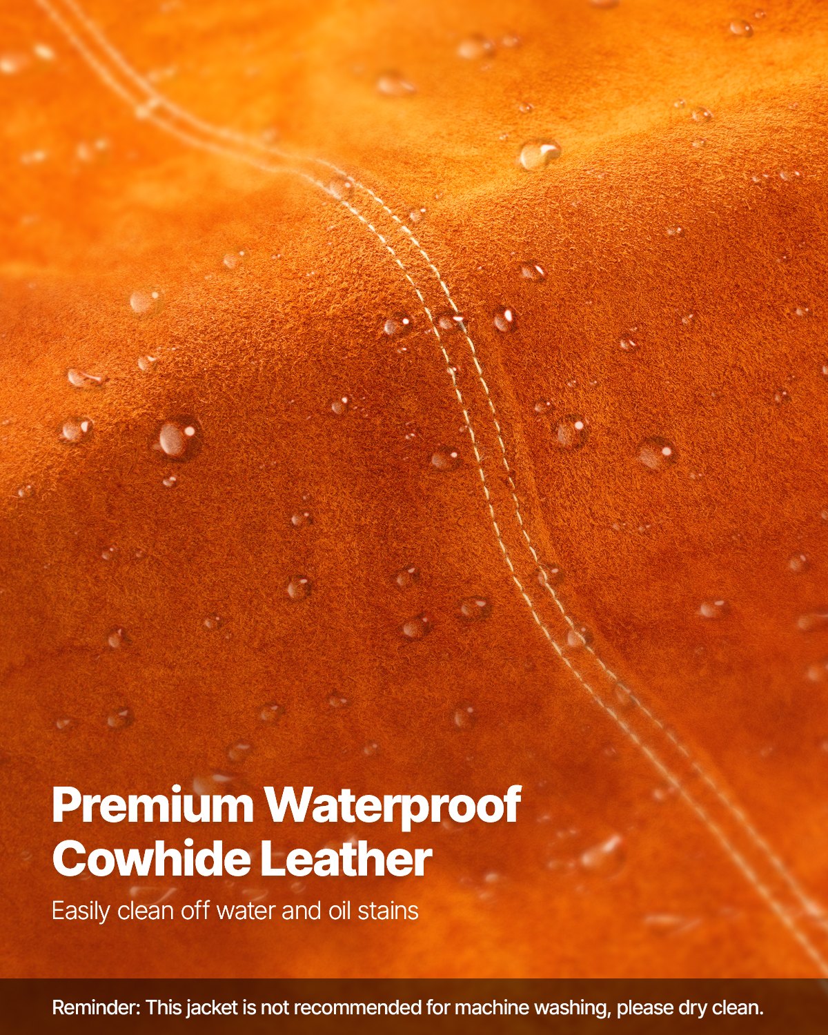 Flame-Resistant Welding Jacket M Size Cowhide Leather Waterproof Heat-Resistant