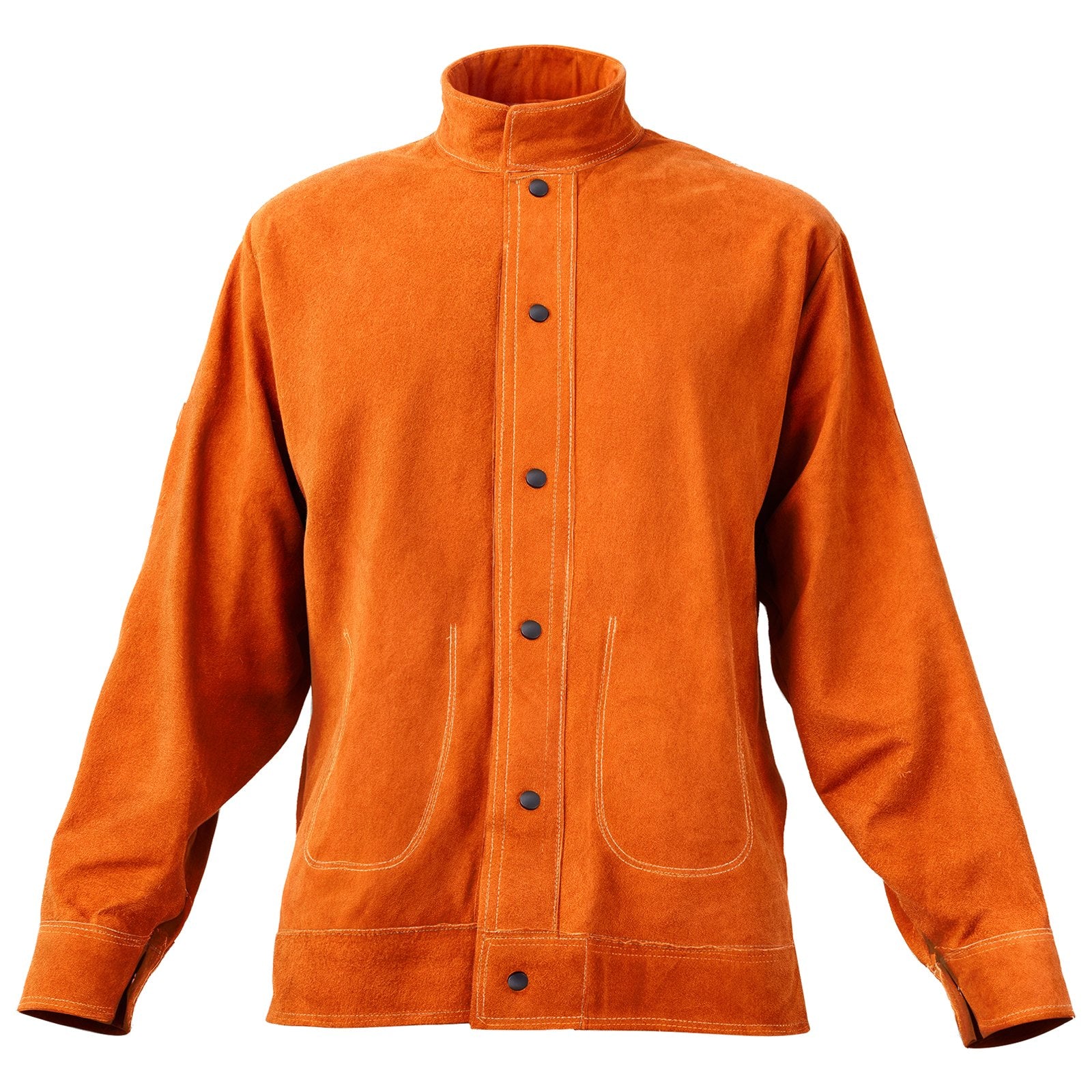 Flame-Resistant Welding Jacket M Size Cowhide Leather Waterproof Heat-Resistant