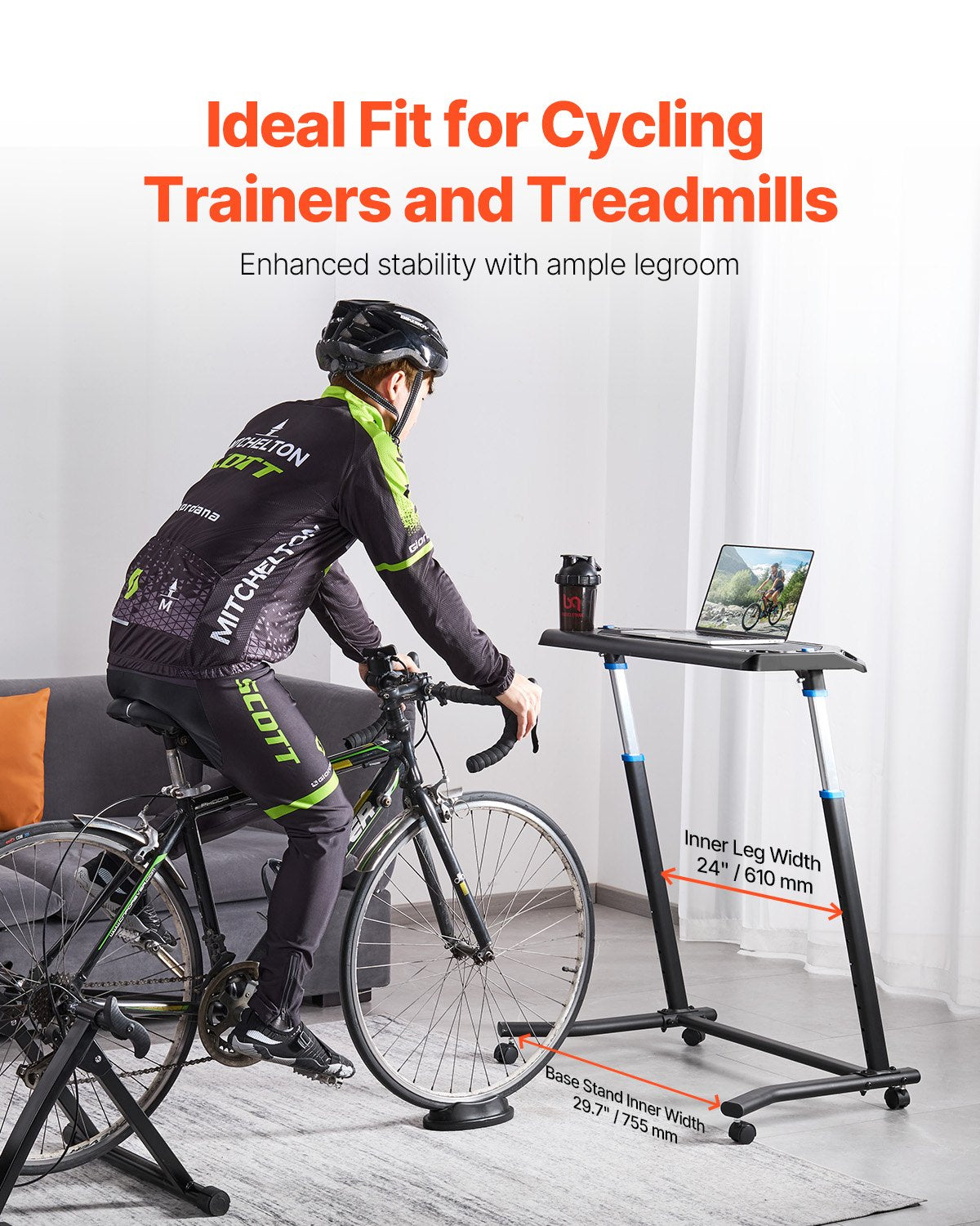 Foldable Cycling Desk Bike Trainer Treadmill Desk Mobile Home Office Fitness Use
