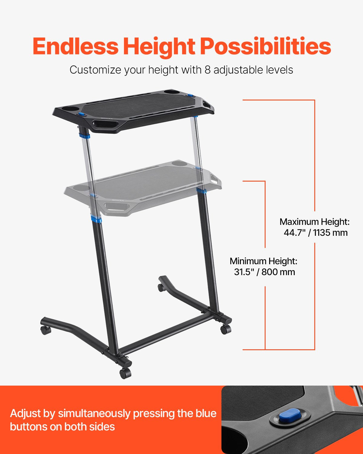Foldable Cycling Desk Bike Trainer Treadmill Desk Mobile Home Office Fitness Use