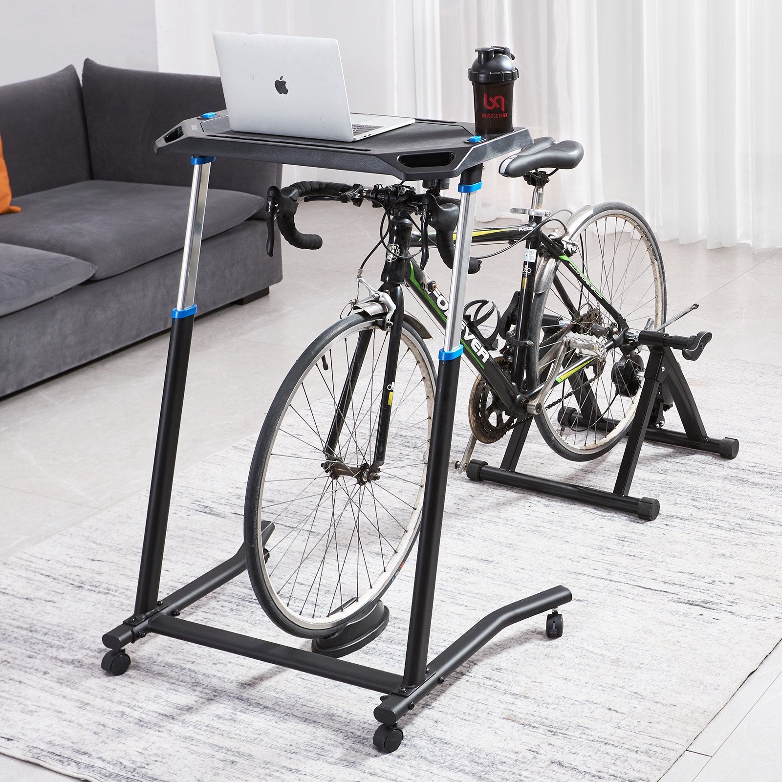 Foldable Cycling Desk Bike Trainer Treadmill Desk Mobile Home Office Fitness Use