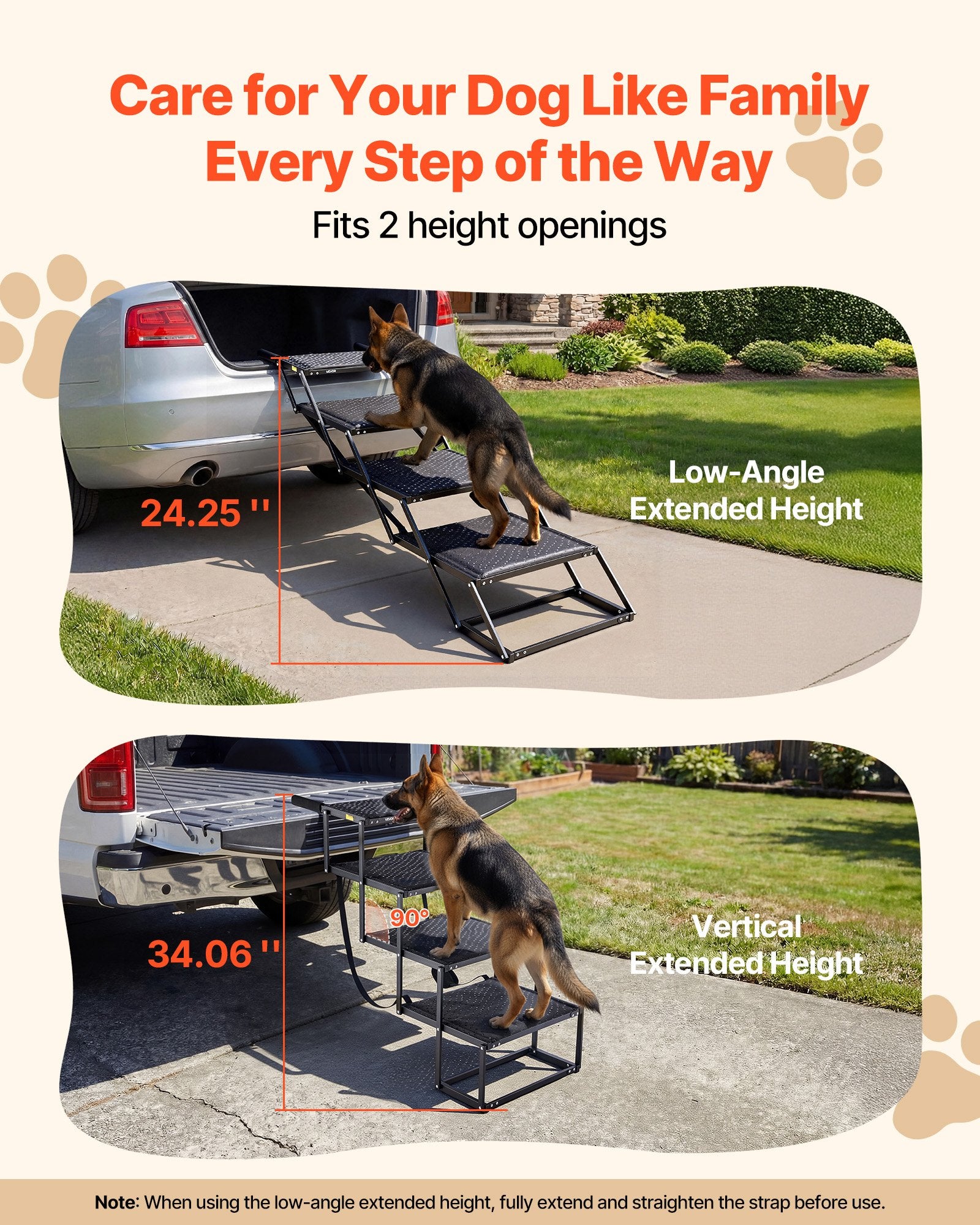 4-Step Foldable Dog Stairs for Car Non-Slip Ramp Supports up to 113kg