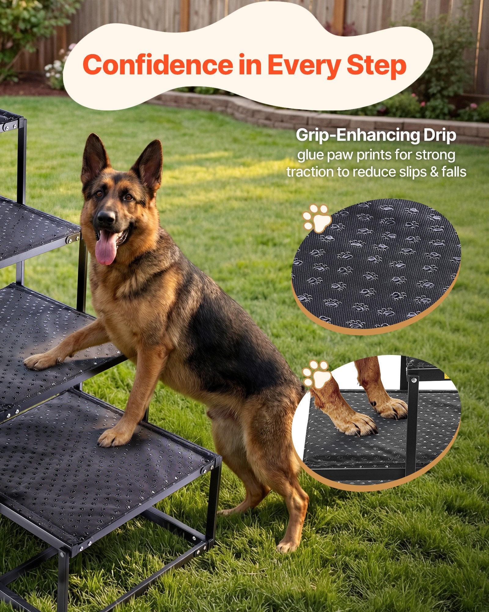 4-Step Foldable Dog Stairs for Car Non-Slip Ramp Supports up to 113kg