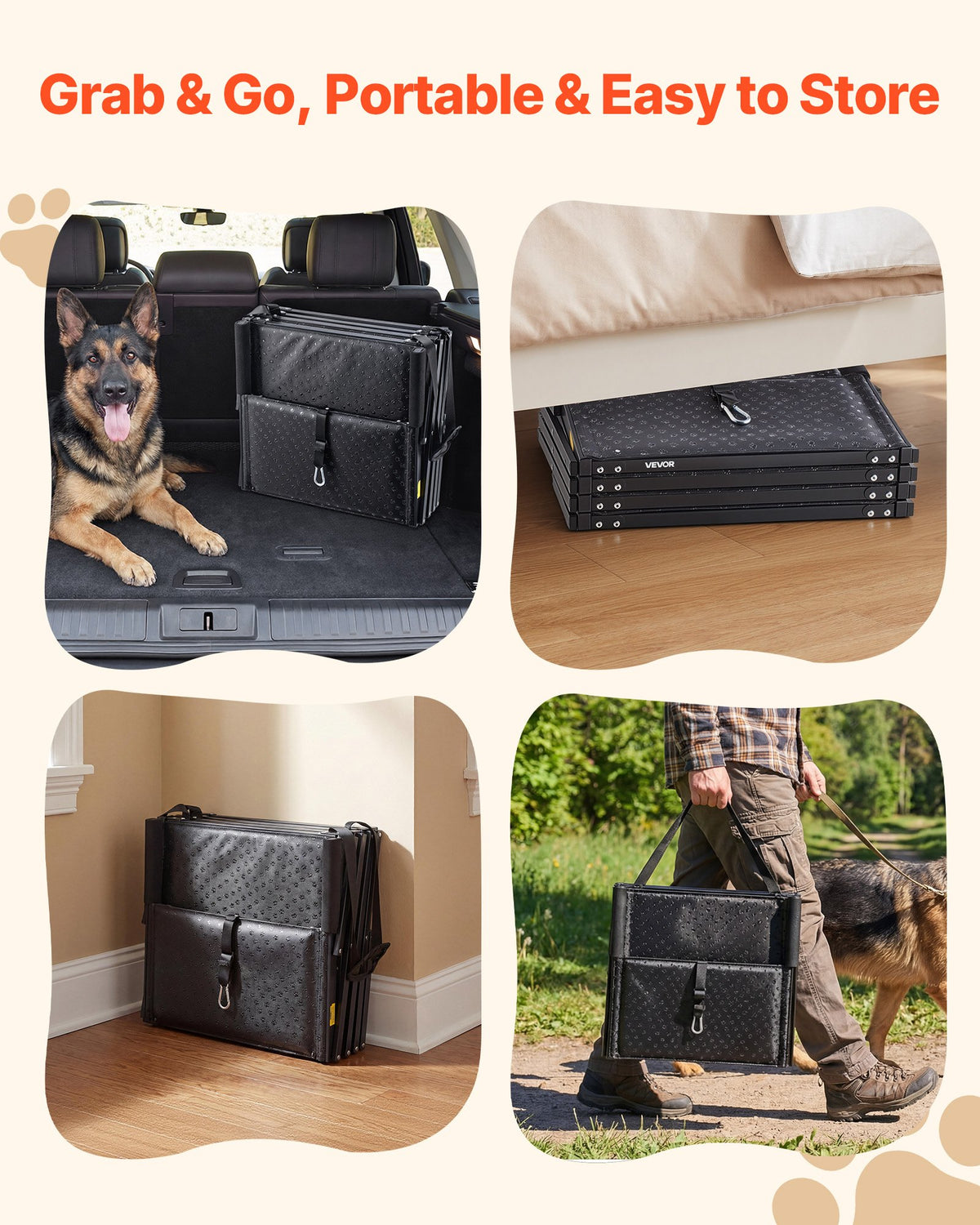 4-Step Foldable Dog Stairs for Car Non-Slip Ramp Supports up to 113kg