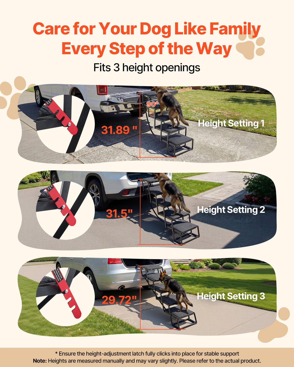 Dog Stairs Car 5 Step Foldable Ramp Extra Wide Non-Slip 91kg Portable Pet Ladder
