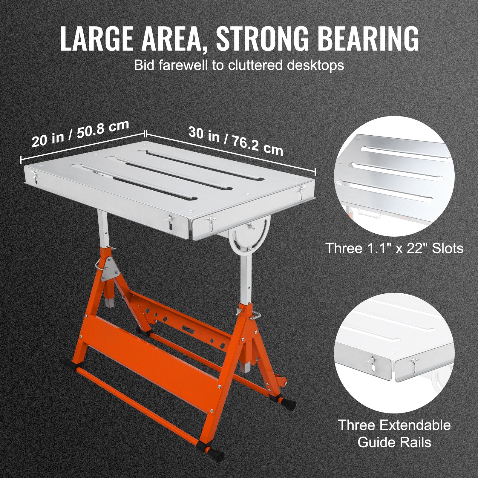 Welding Table 30x20 Inch Steel Workbench 400LBS Folding with Adjustable Rails