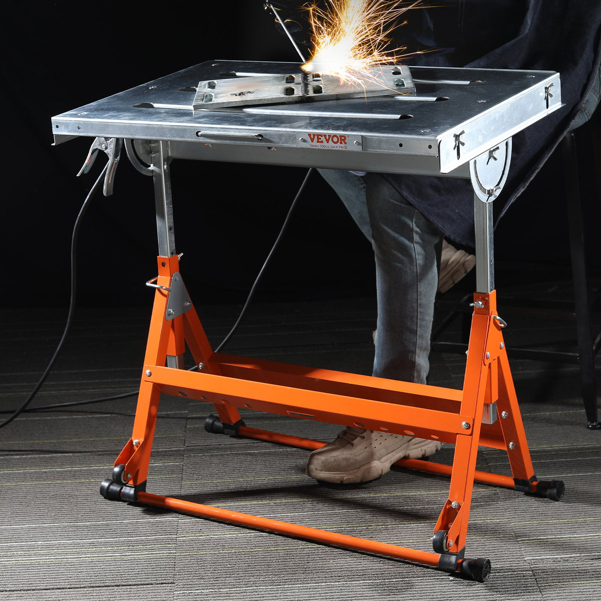 Welding Table 30x20 Inch Steel Workbench 400LBS Folding with Adjustable Rails