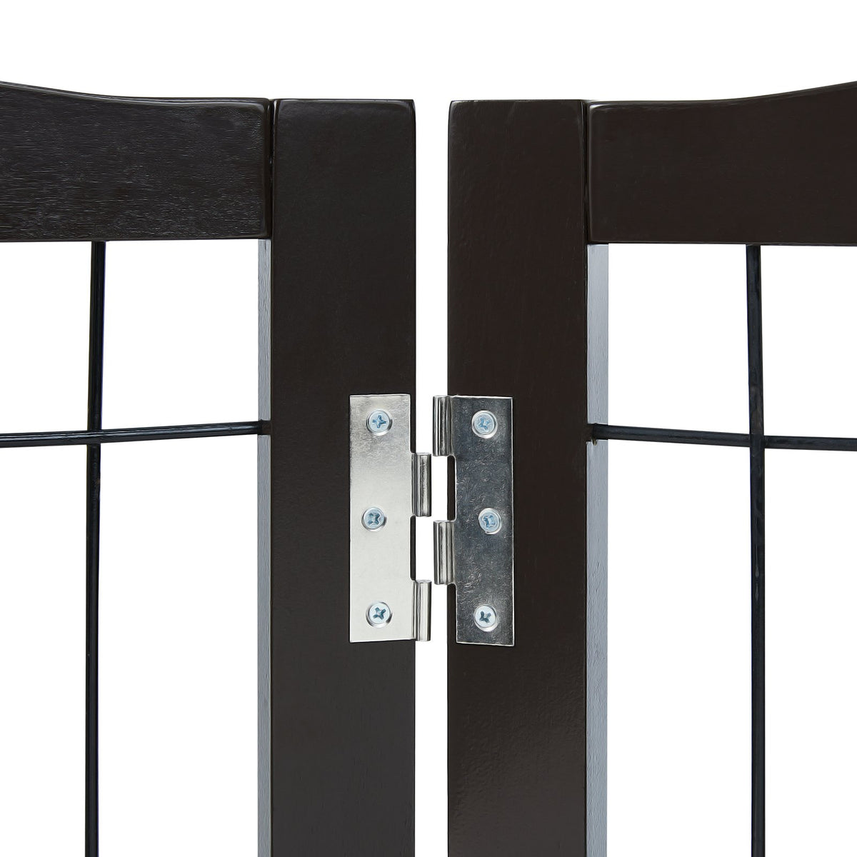 32"H x 96.5"W Free Standing and Foldable Pet Gate with 4 Panels Brown