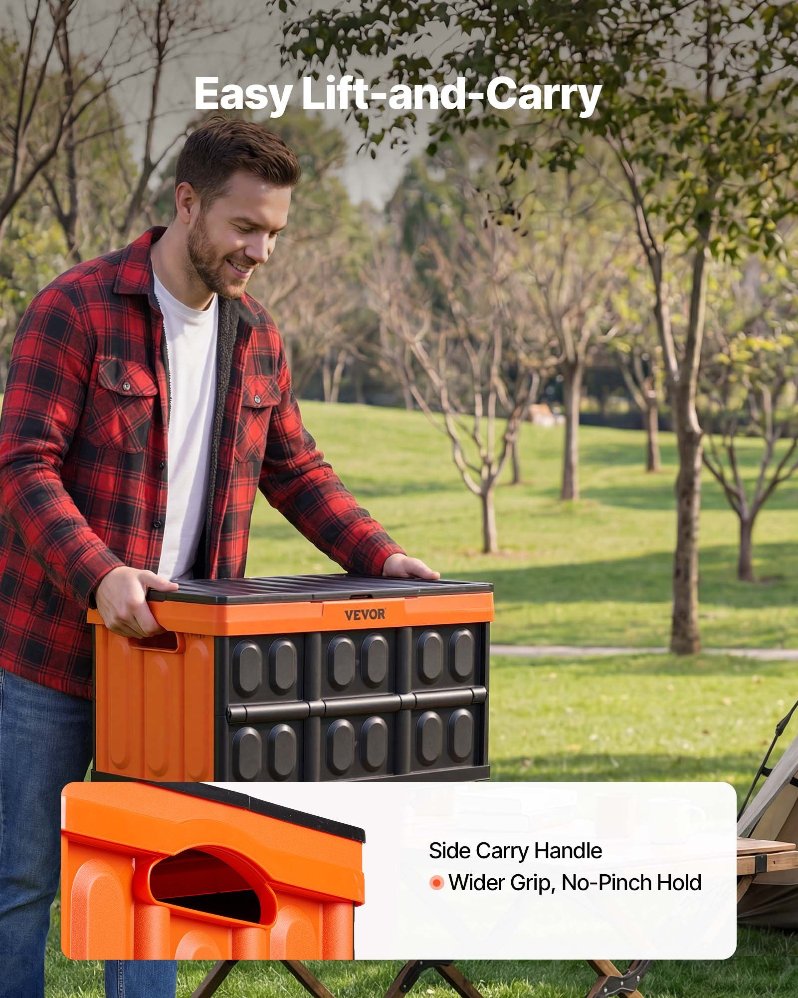 3-Pack 45L Collapsible Storage Bins Lidded Stackable Folding Crates with Handles