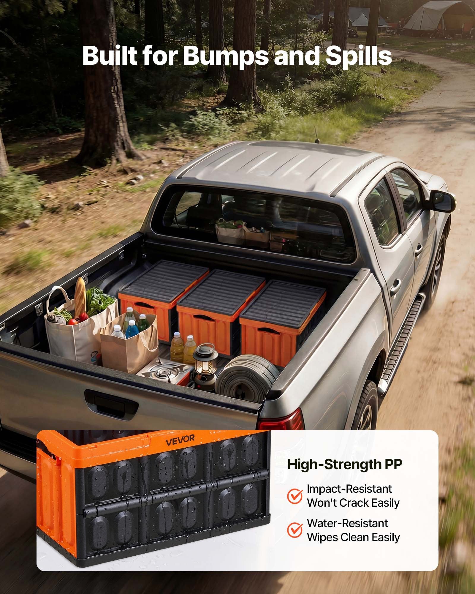 3-Pack 45L Collapsible Storage Bins Lidded Stackable Folding Crates with Handles