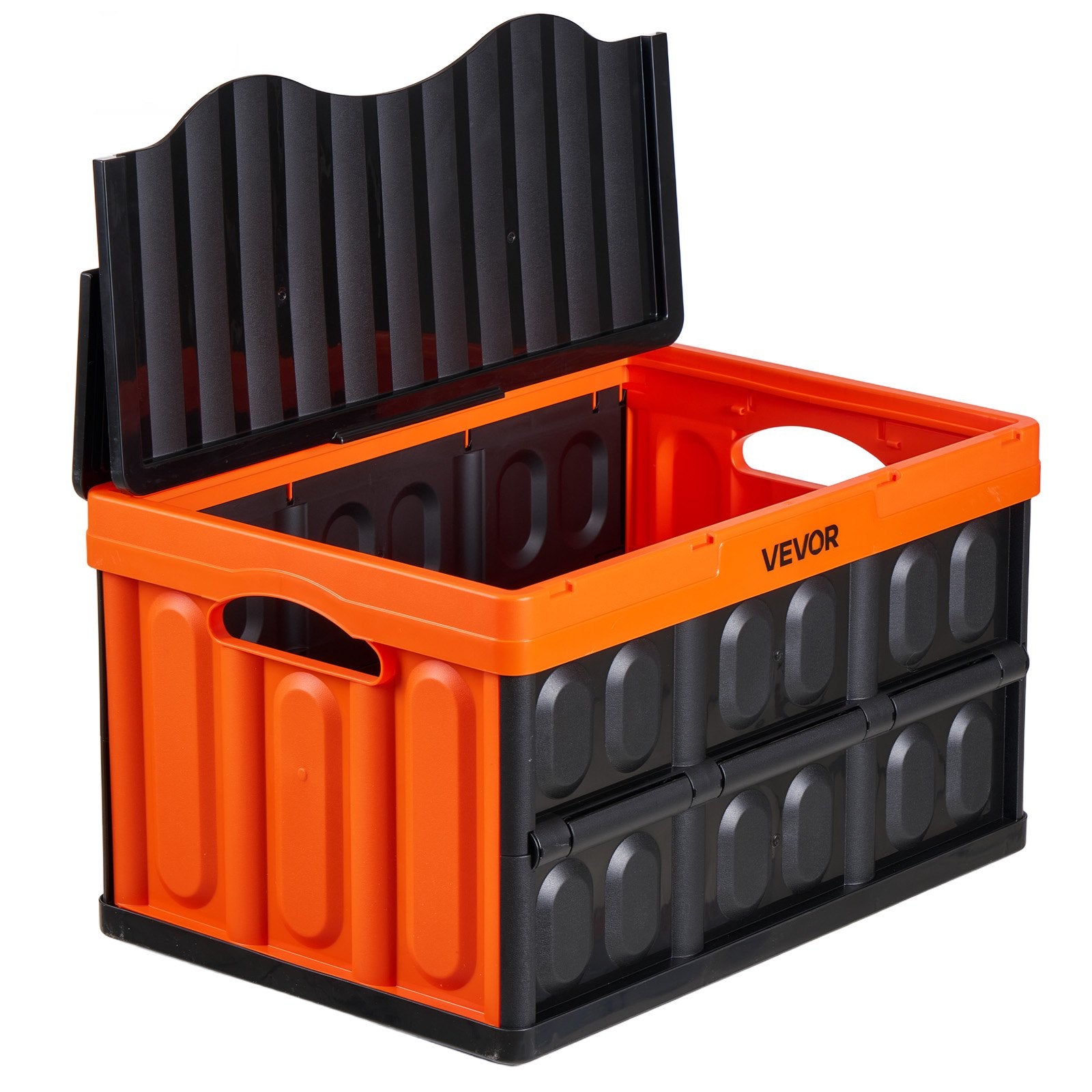 3-Pack 45L Collapsible Storage Bins Lidded Stackable Folding Crates with Handles